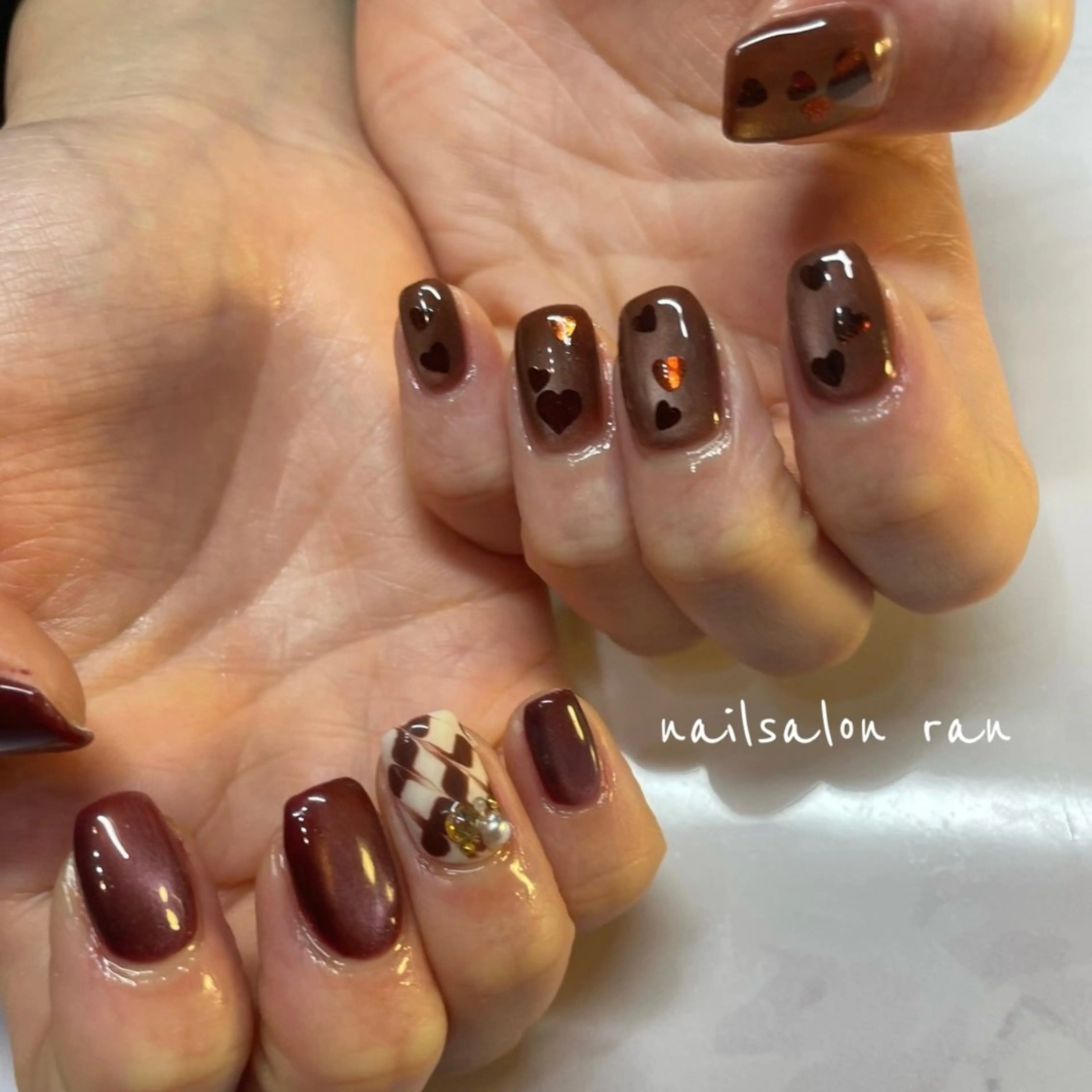 ネイル ハート マグネットネイル バレンタイン ハンドネイル ハンドケア nailsalon ranのネイルデザイン