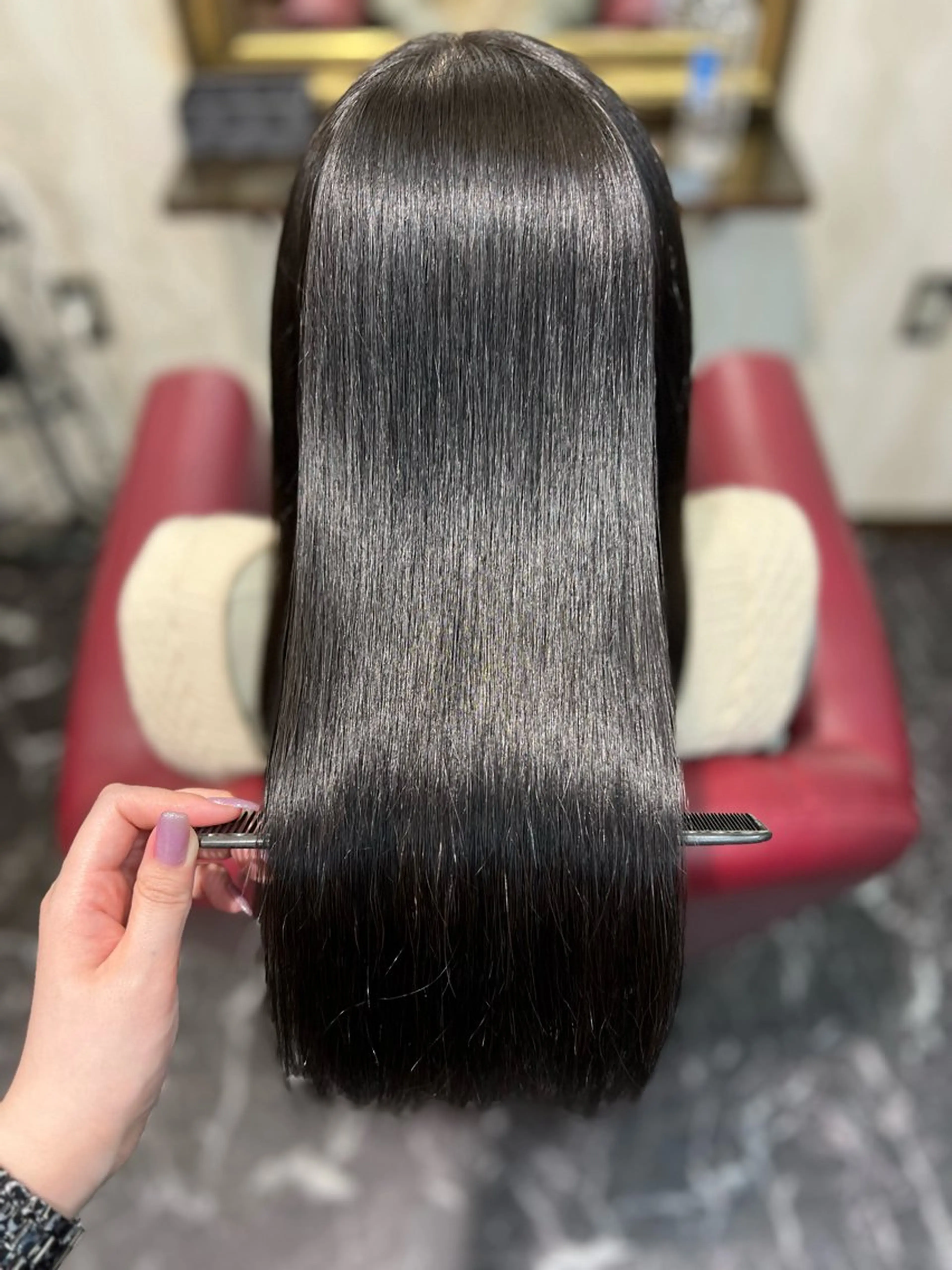 ロング カラー 髪質改善 ロング 縮毛矯正 トリートメント スーパーロング育成 💖田所のヘアスタイル