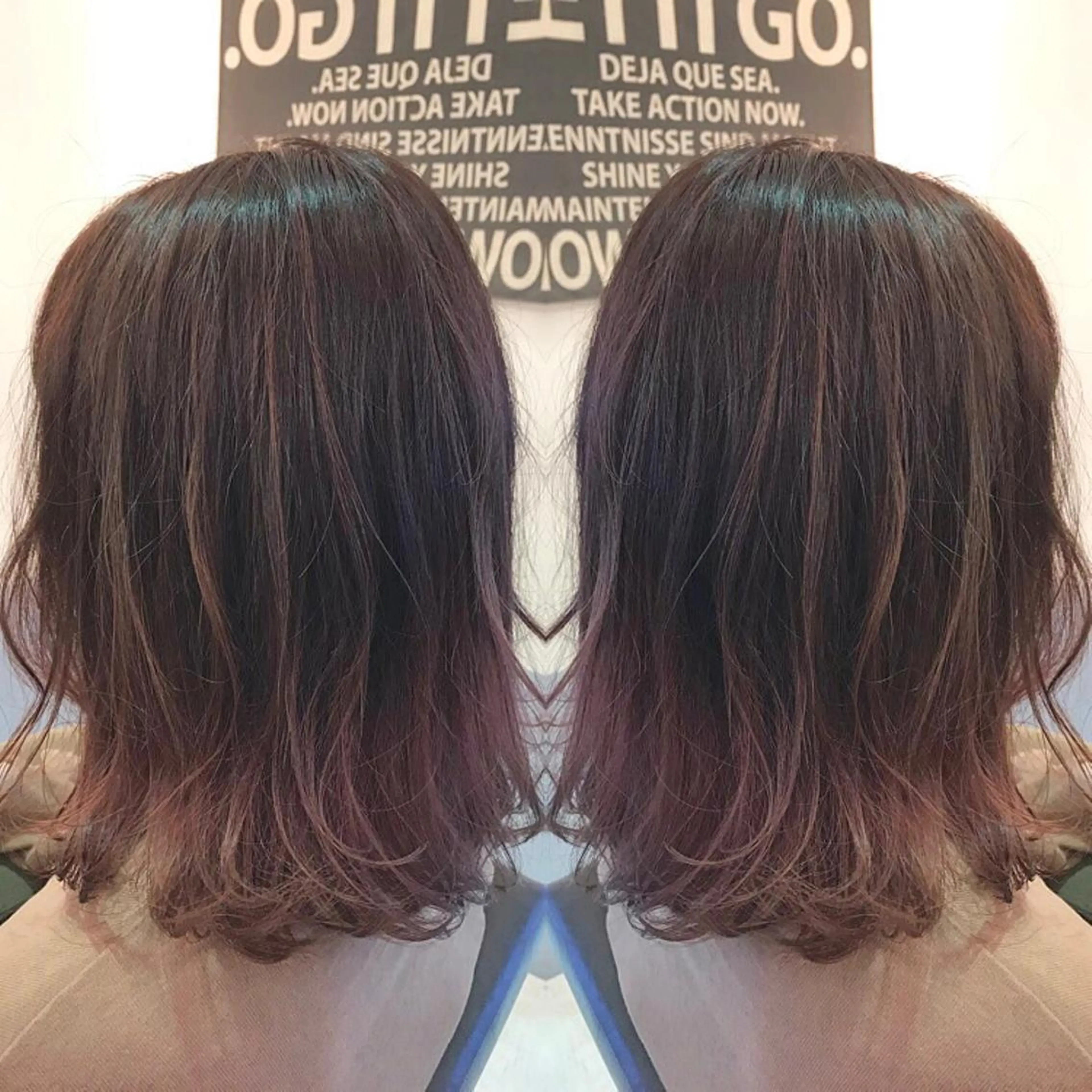 ミディアム カラー ベージュカラー ハイライトカラー ピンクカラー ピンクベージュ ハイライト 青木 茂樹⭐️ 透明感カラーのヘアスタイル