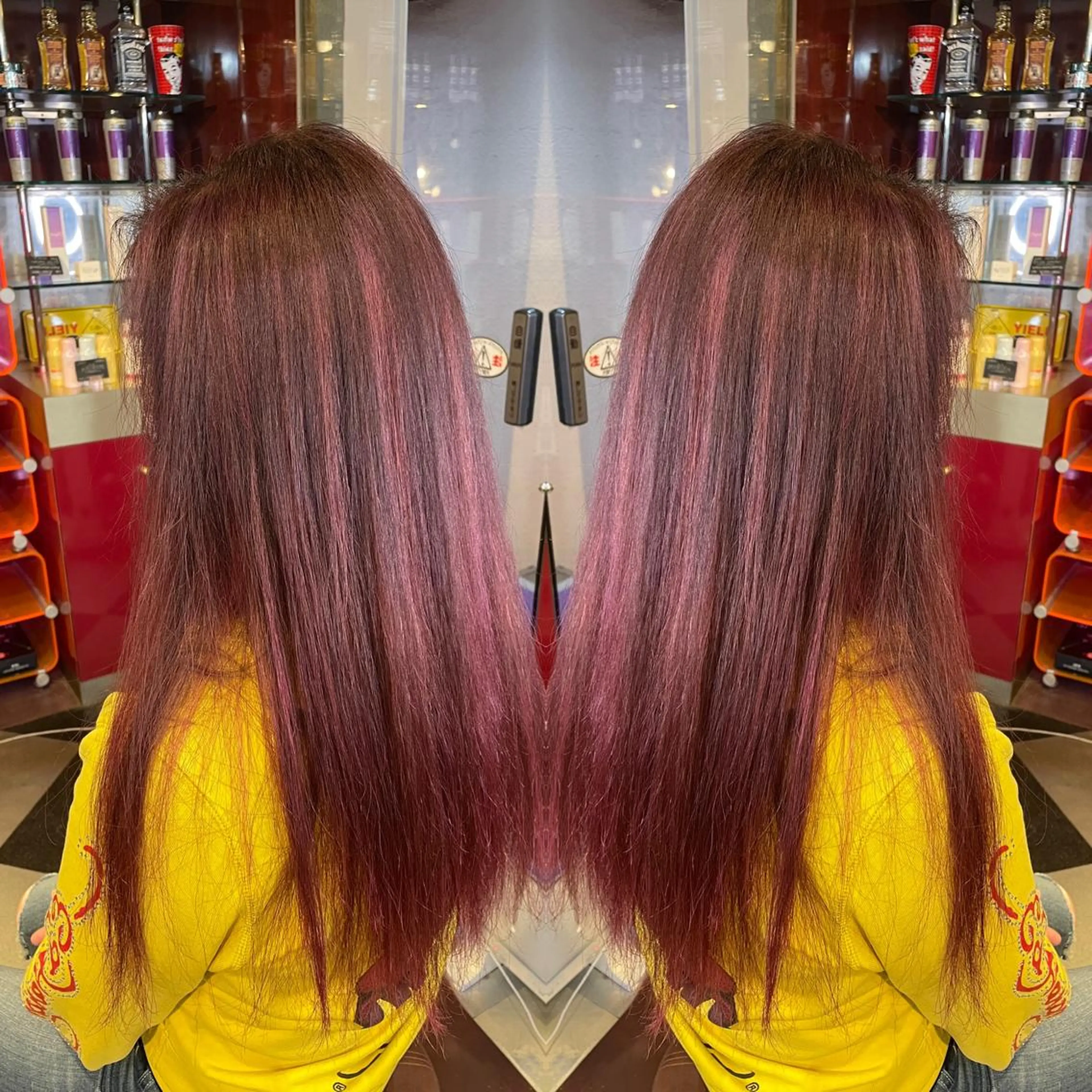 ロング カラー ブリーチ ケアブリーチ ハイライトカラー ピンクカラー ハイライト 👑派手髪/カット 👑ANRYのヘアスタイル