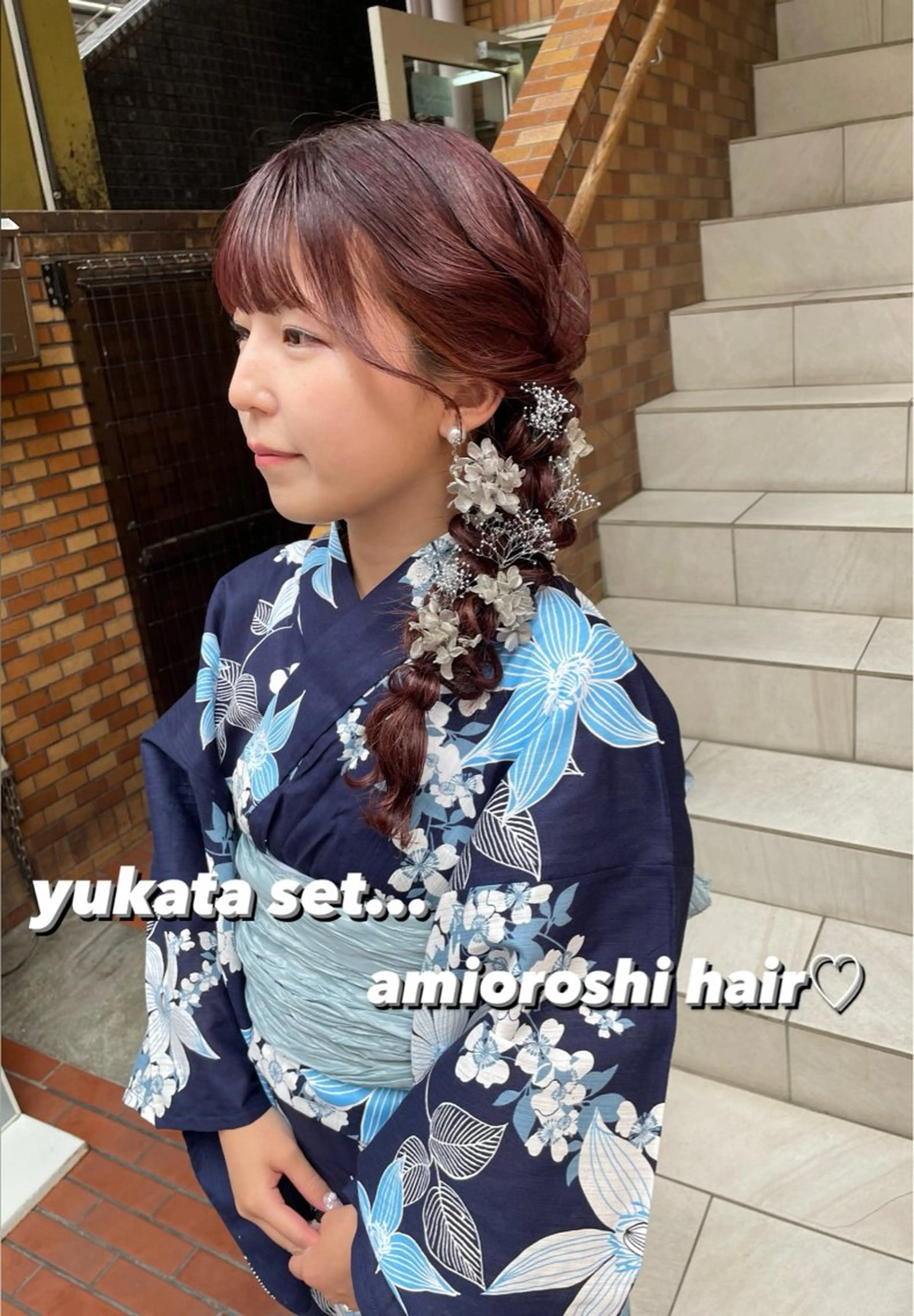 セミロング カラー ヘアアレンジ 着付け ハイトーンピンク🍑 ブリーチ🍑RINAのヘアスタイル