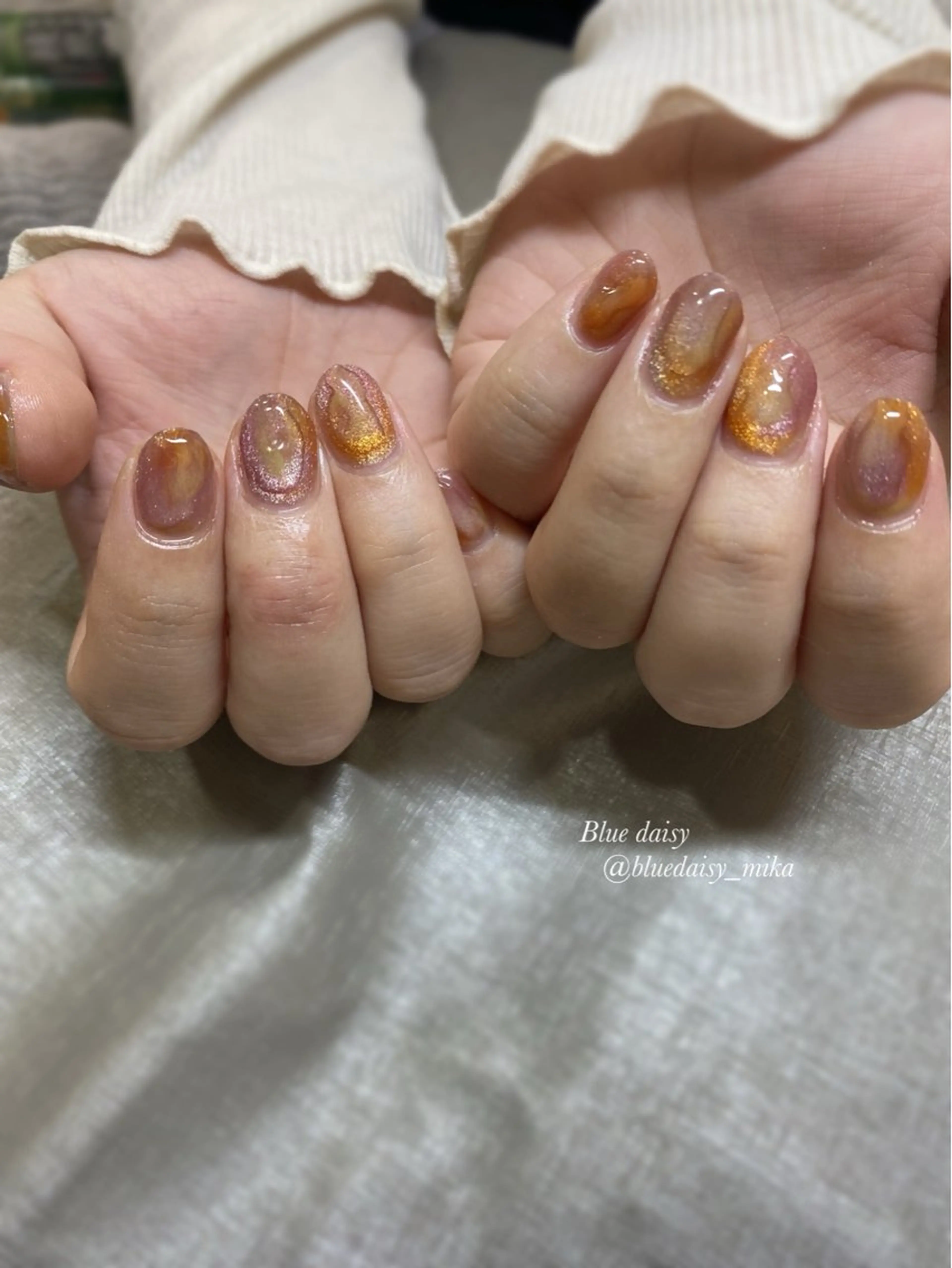 ネイル ジェルネイル マグネットネイル 持ち込み パラジェル ハンドネイル Blue daisy 栄本店のネイルデザイン