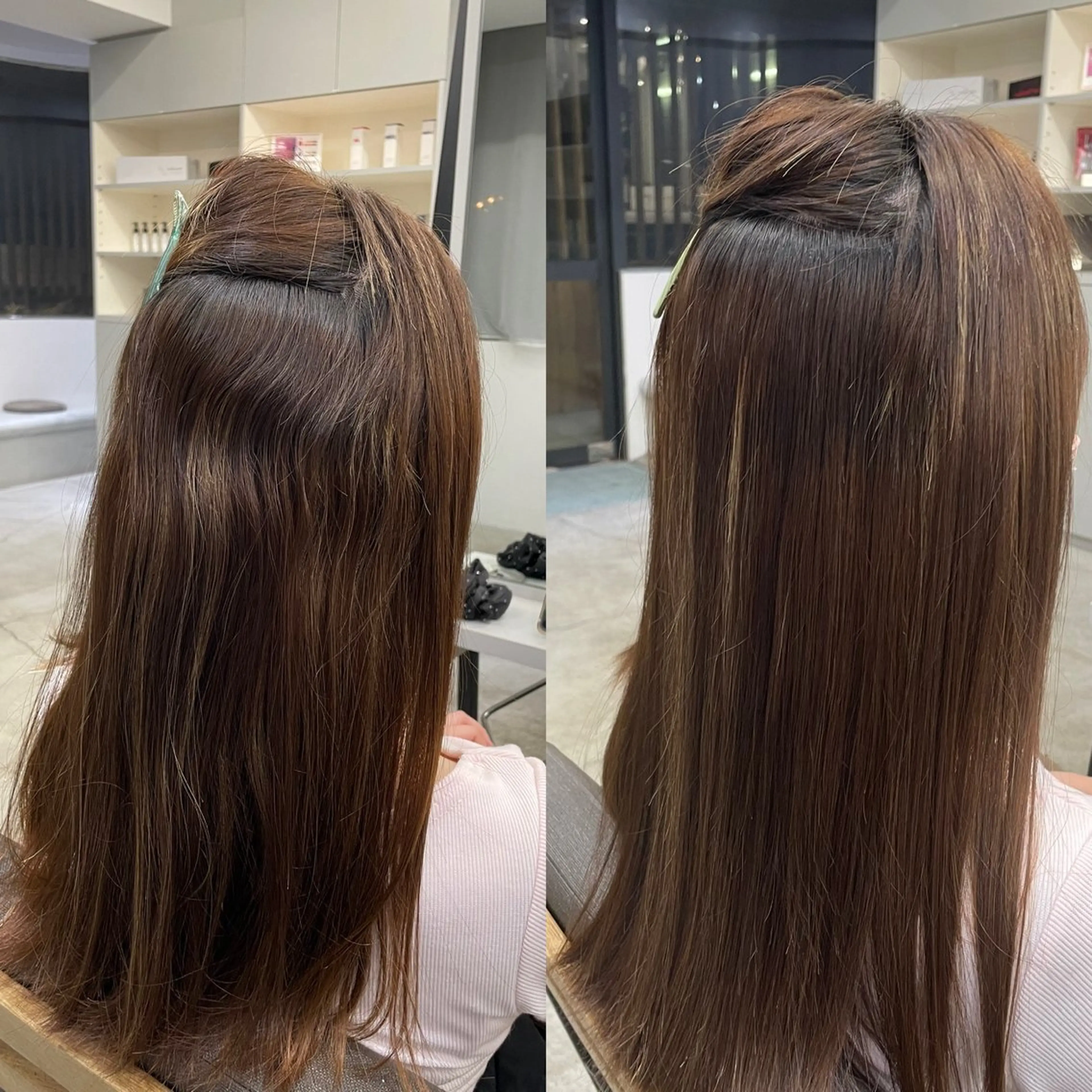 ロング 縮毛矯正 絶対綺麗な暖色カラー 🎯あります✨増渕✨のヘアスタイル