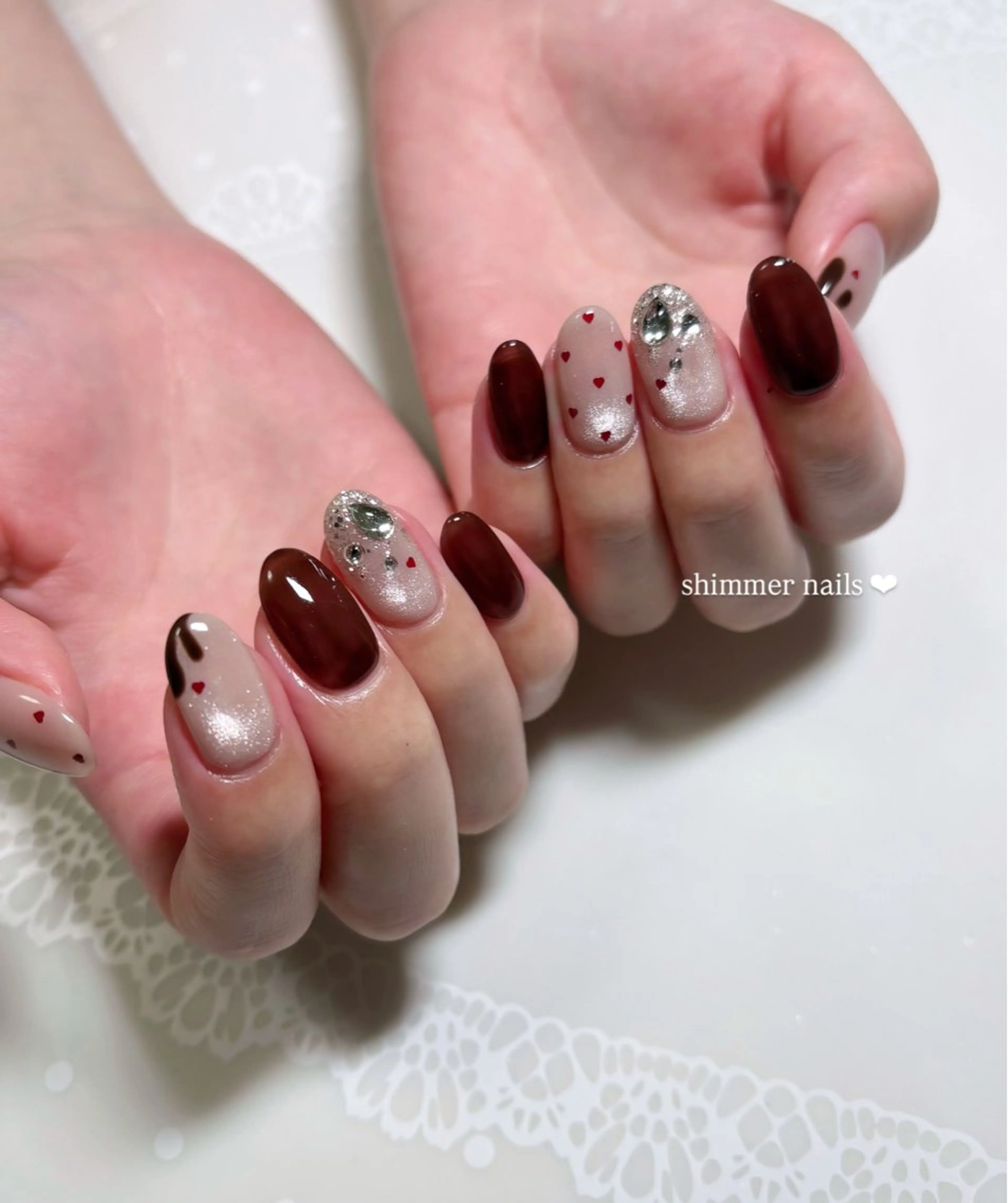 ネイル バレンタイン shimmer nailsのネイルデザイン