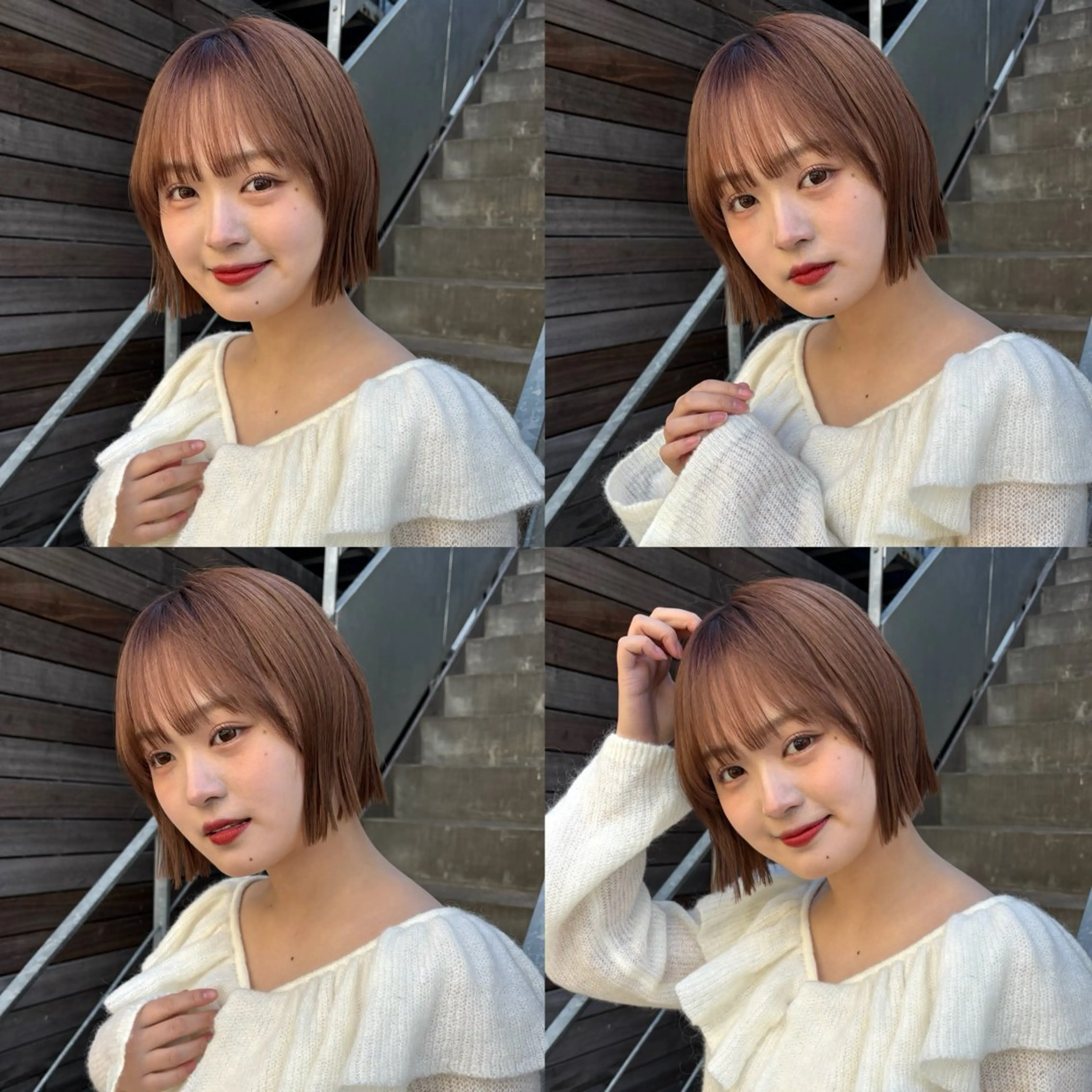 ミディアム カラー ボブ カット ヘアカラー トリートメント 透明感✨女性特化💙 chihiroのヘアスタイル