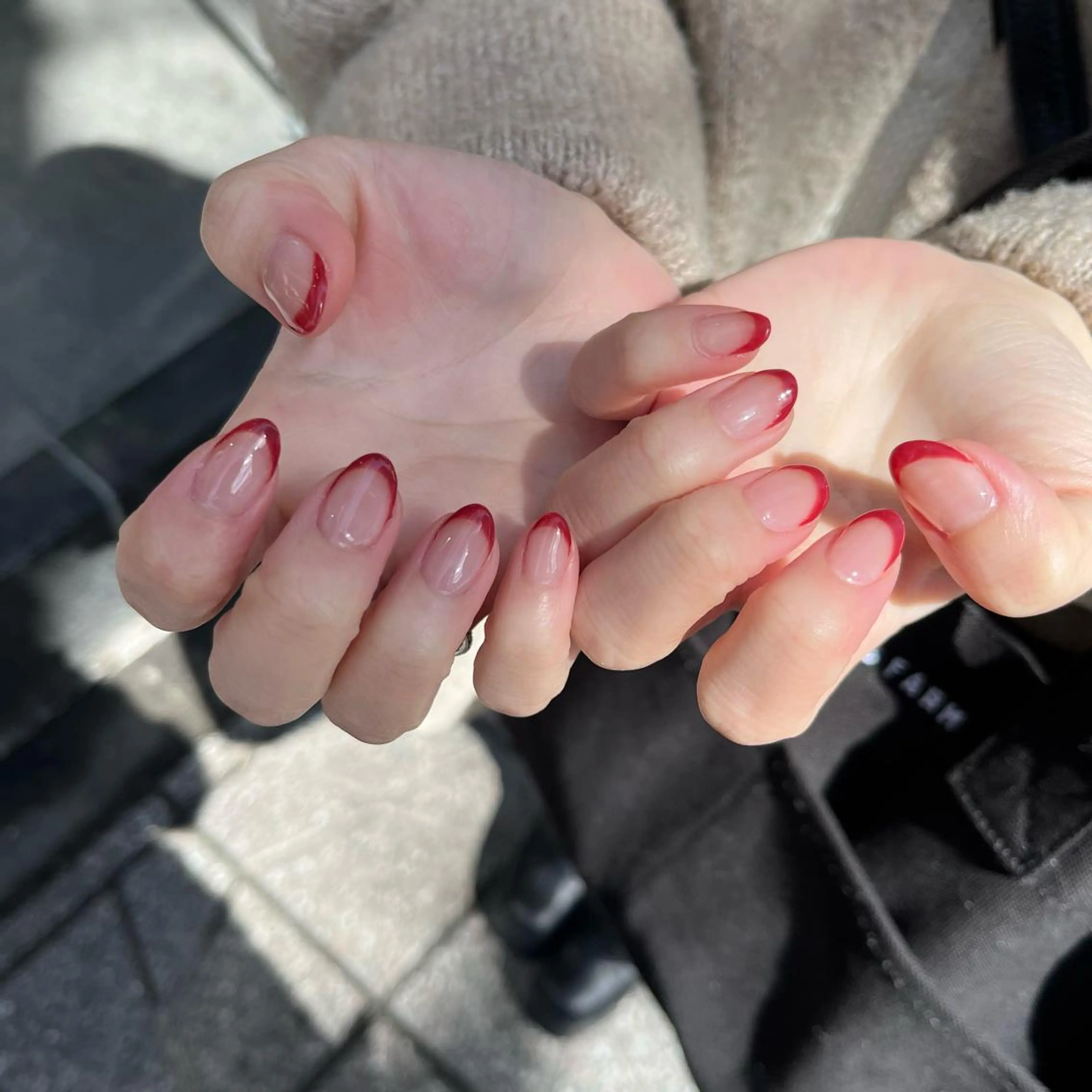 ネイル フレンチネイル 赤色 関谷 真登佳のネイルデザイン