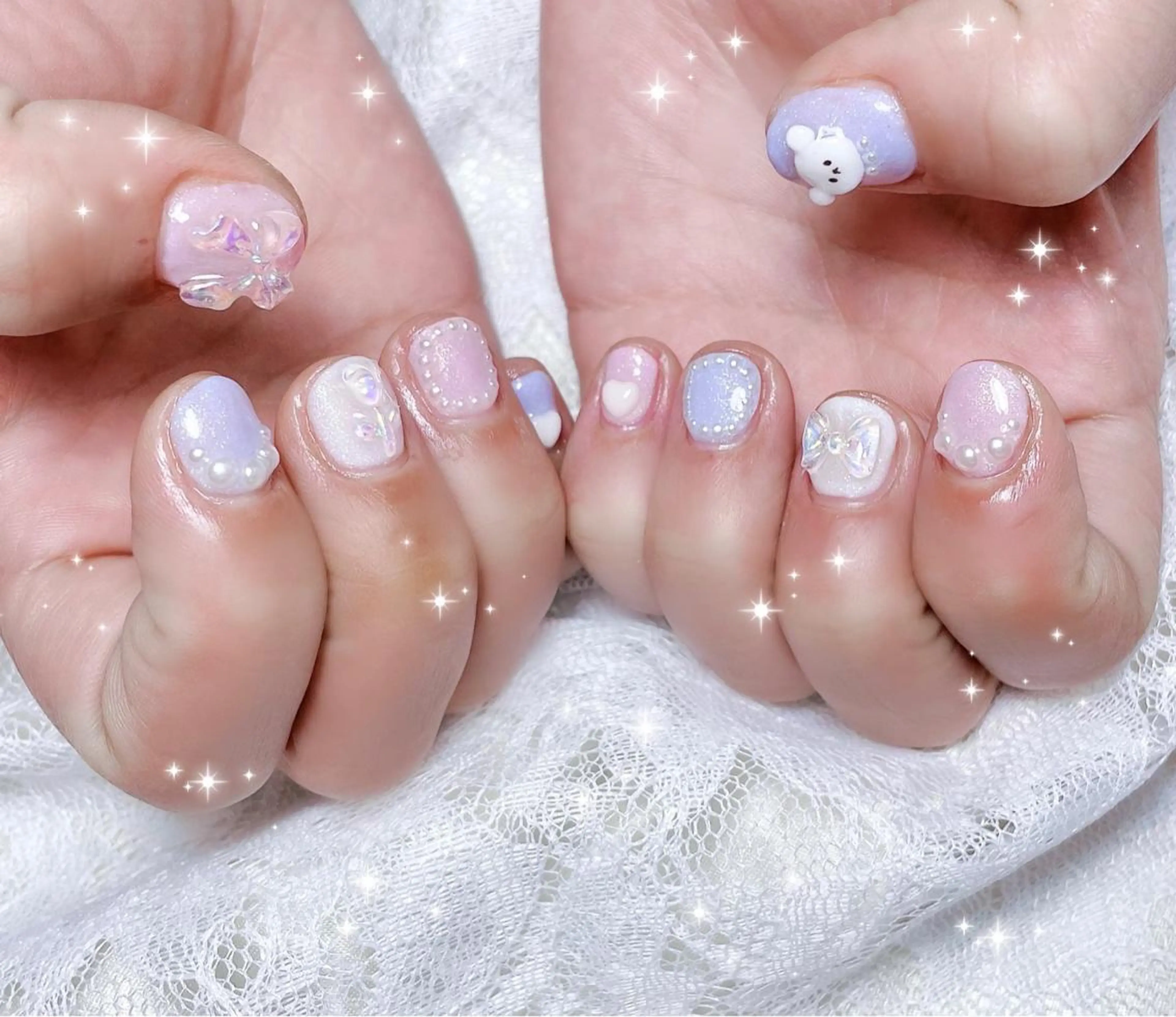 ネイル オーロラネイル パステルネイル ハンドネイル FLARE NAIL フレアネイルのネイルデザイン
