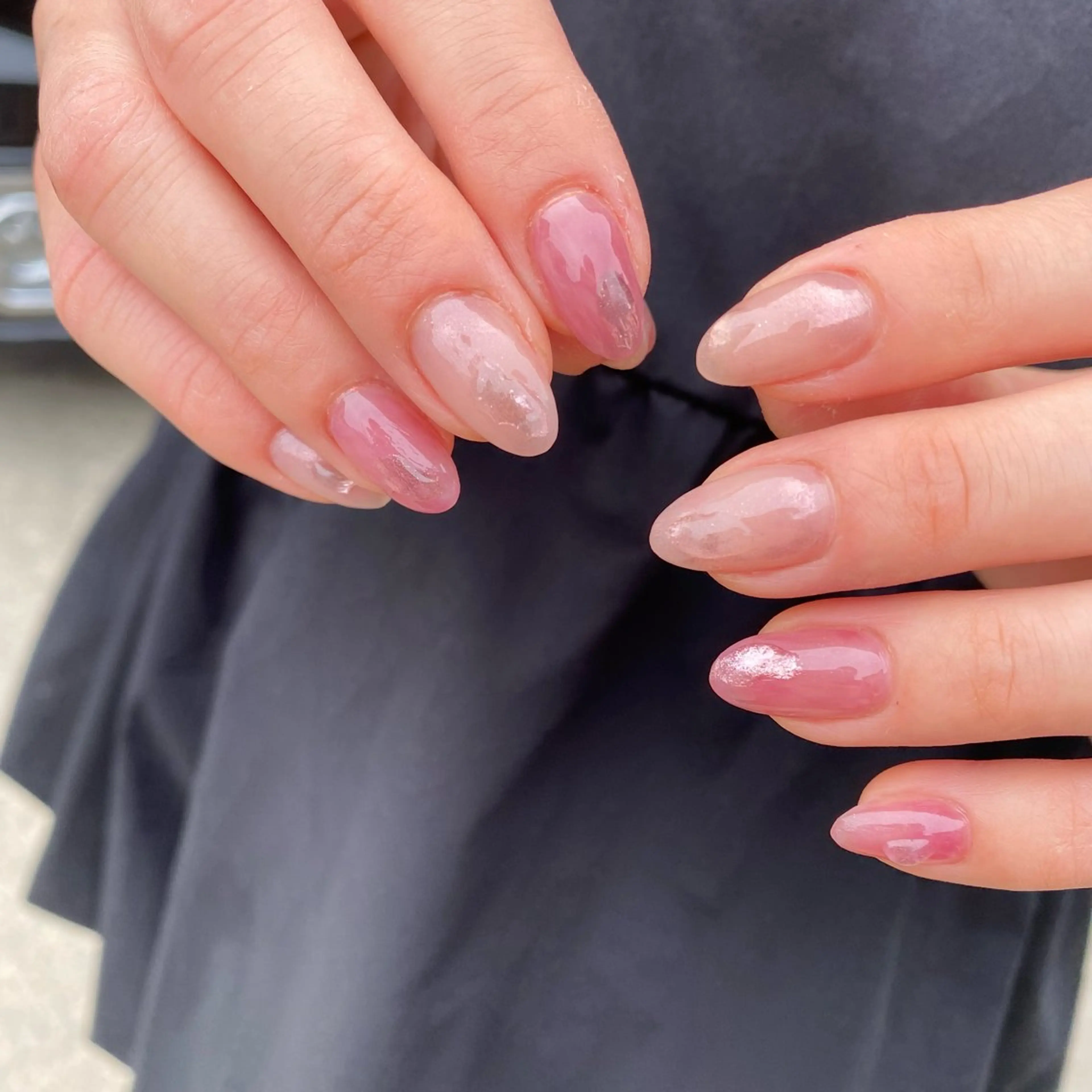 ネイル 氷ネイル・うるうるネイル ピンク Jarrón ranのネイルデザイン