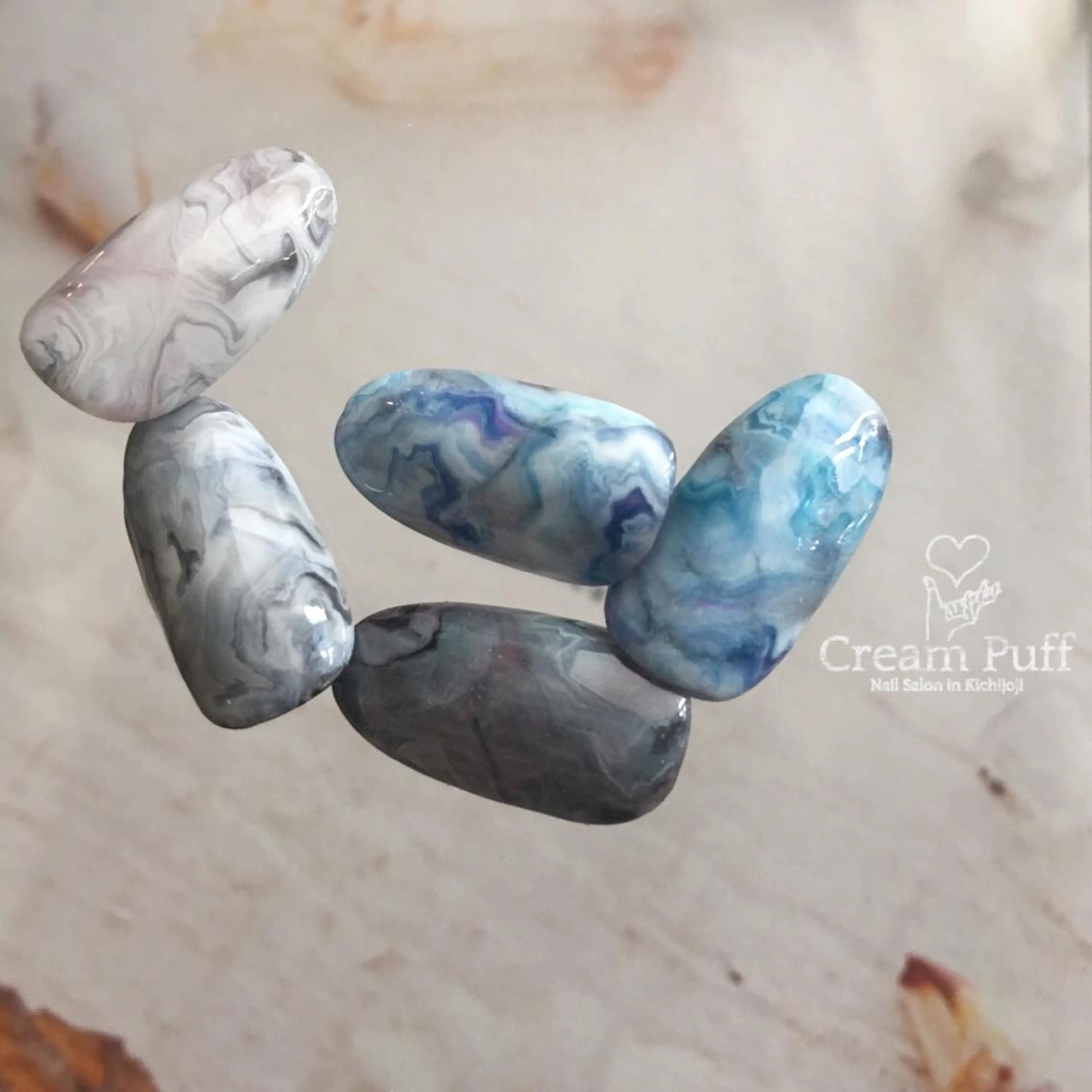 ネイル レース 大理石ネイル(マーブル) ストーンネイル HAMANO MIKAのネイルデザイン