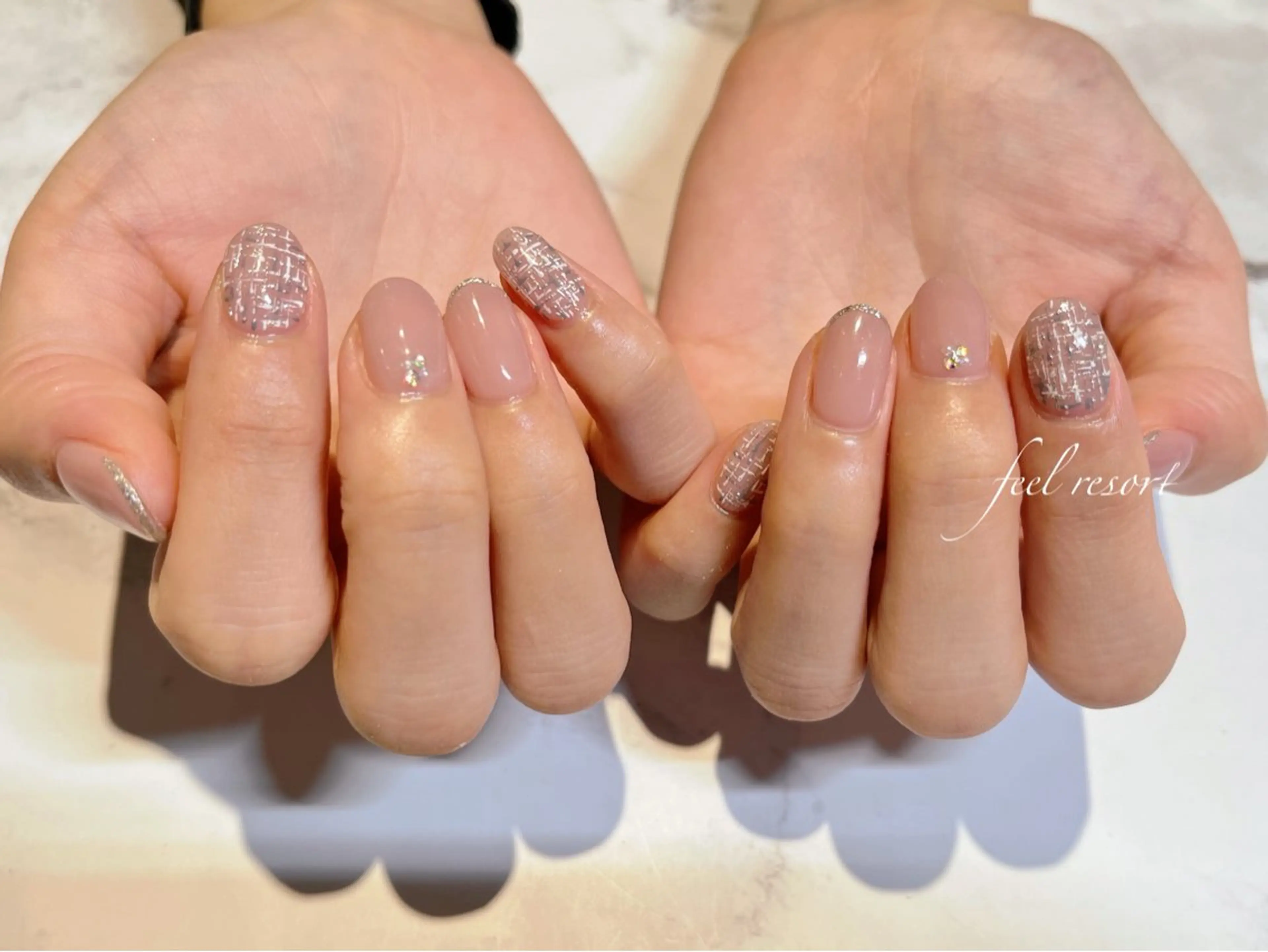 ネイル 長さ出し フットネイル フレンチネイル ジェルネイル ガラスフレンチ ハンドネイル Lien（リアン） 銀座駅6分のネイルデザイン