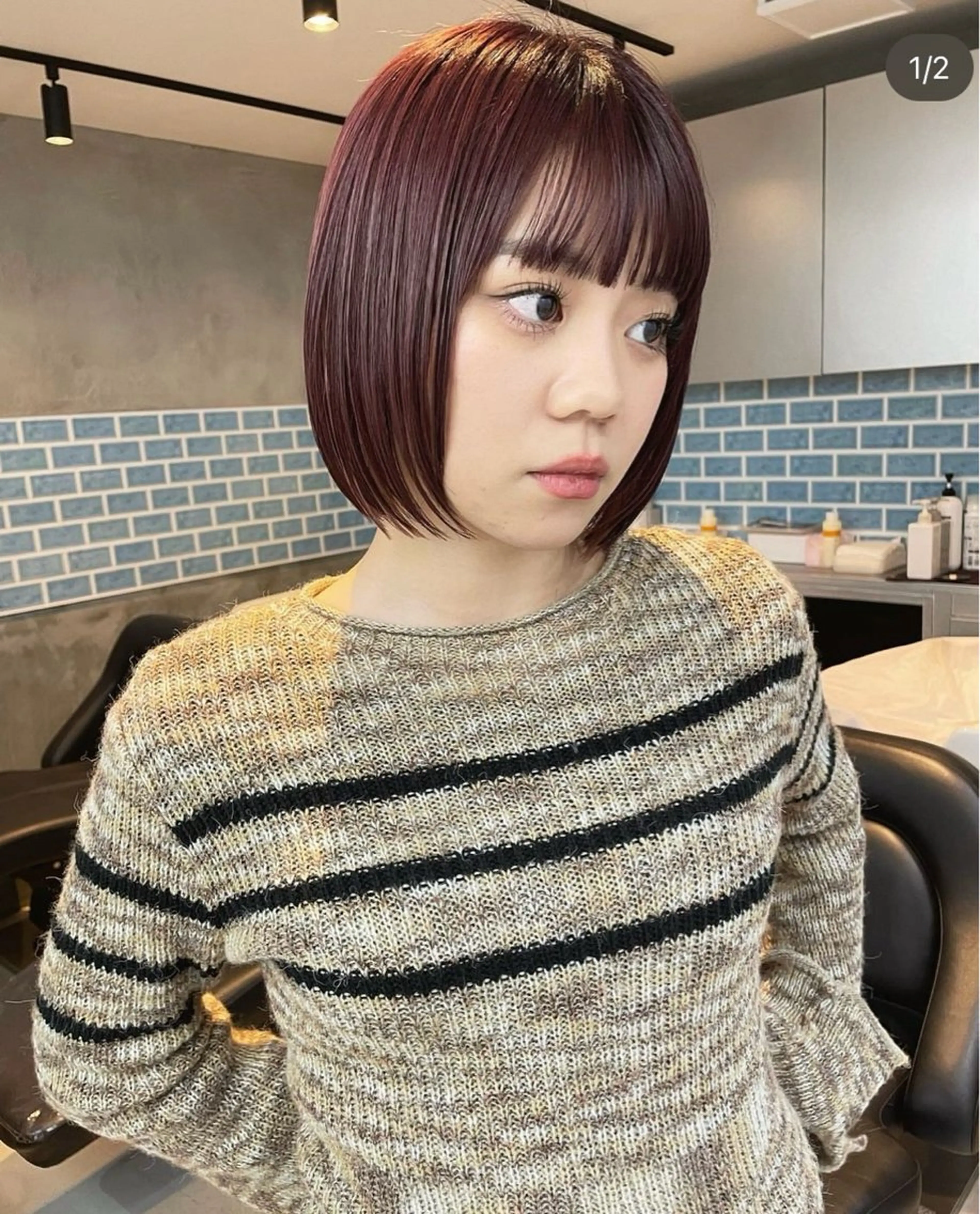 ミディアム カラー パーマ 艶感カラー💫 りょお🫧のヘアスタイル