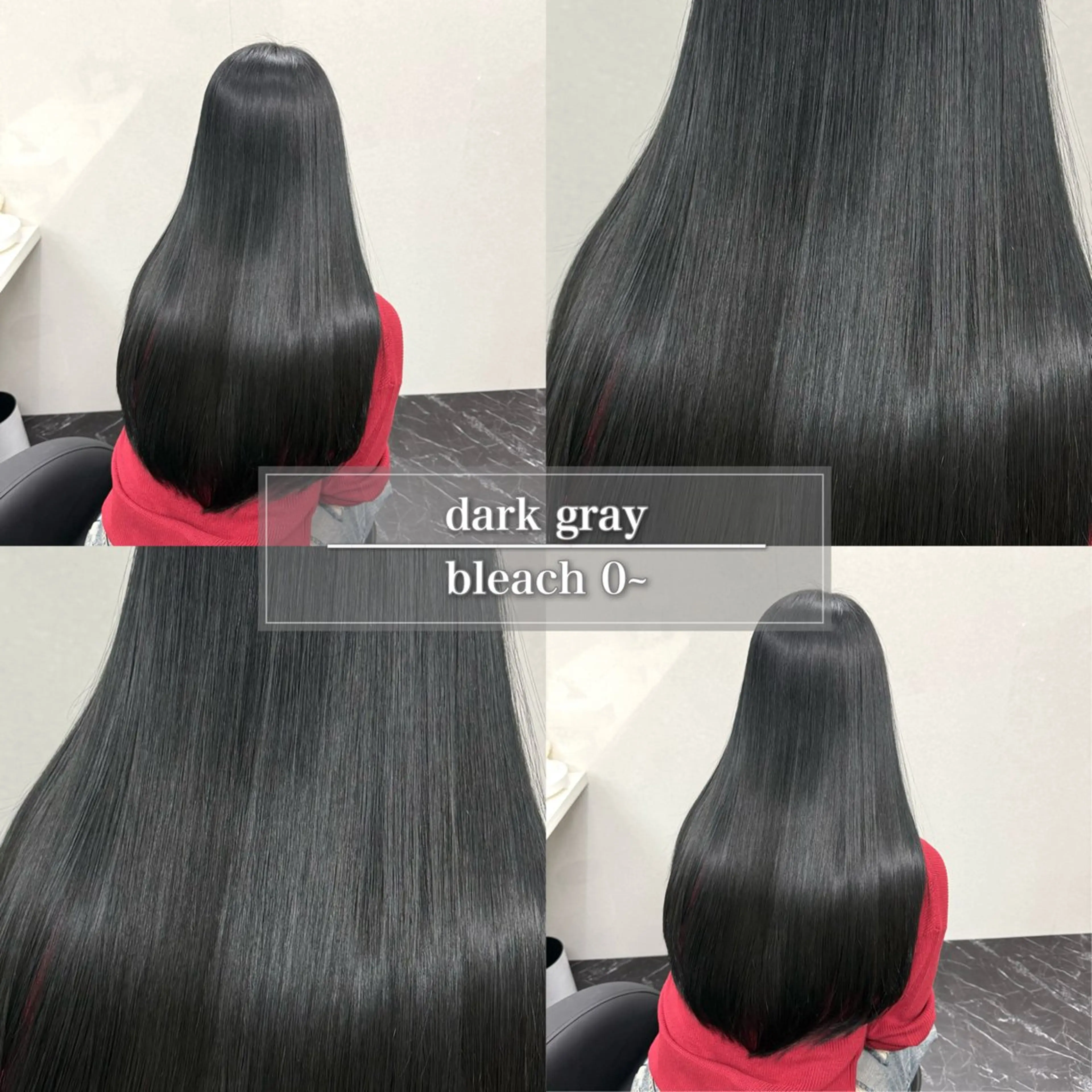 セミロング カラー 黒髪 ブリーチ ブルーカラー ブルーブラック ダークグレー ヘアカラー トリートメント ケアブリーチ/ 髪質改善/上質艶髪のヘアスタイル