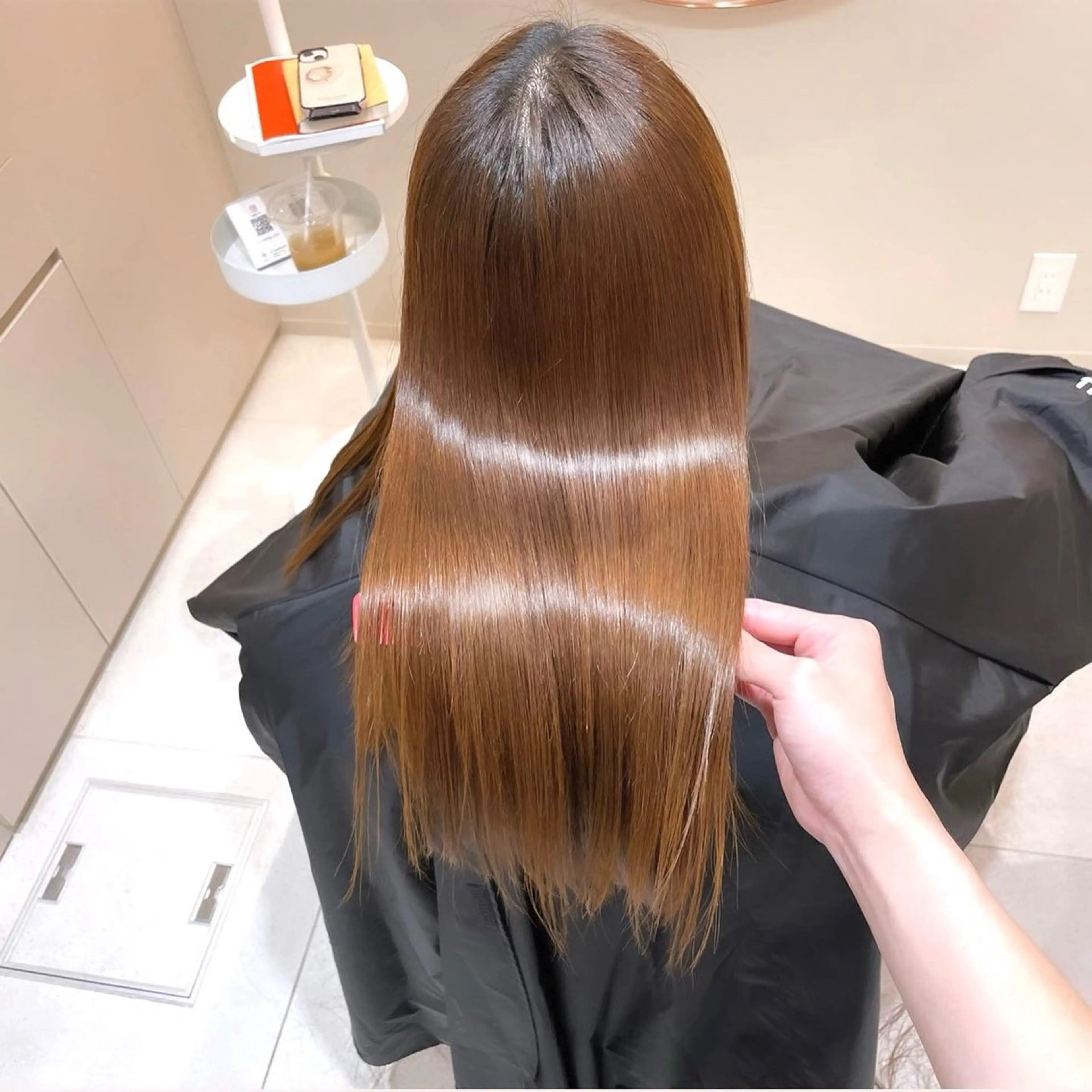 セミロング 髪質改善 縮毛矯正 トリートメント 難波/心斎橋/ボブ/ 髪質改善/ハイトーンのヘアスタイル