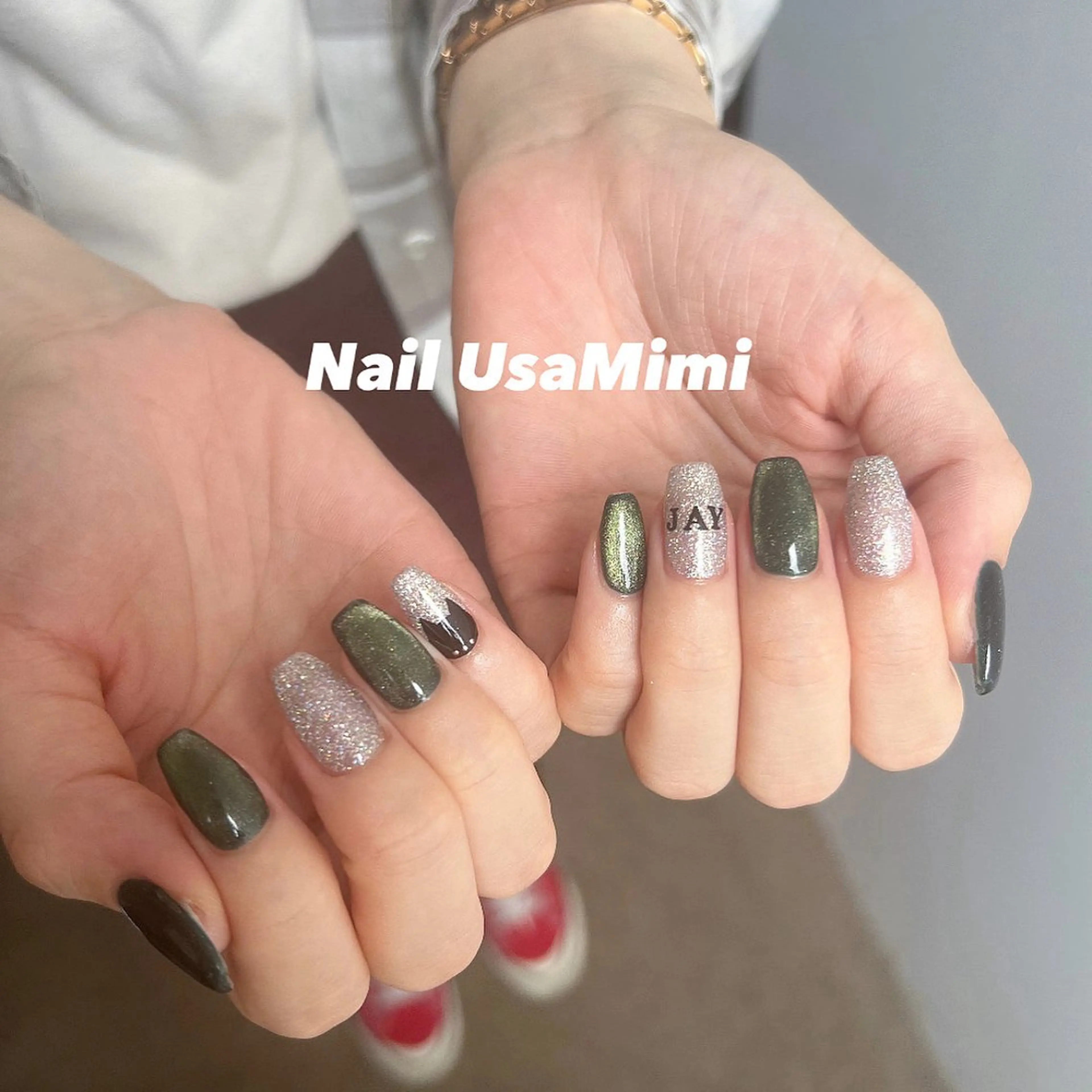 ネイル ジェルネイル マグネットネイル 持ち込み ワンカラーネイル パラジェル 本町NailUsa Mimi RIKOのネイルデザイン