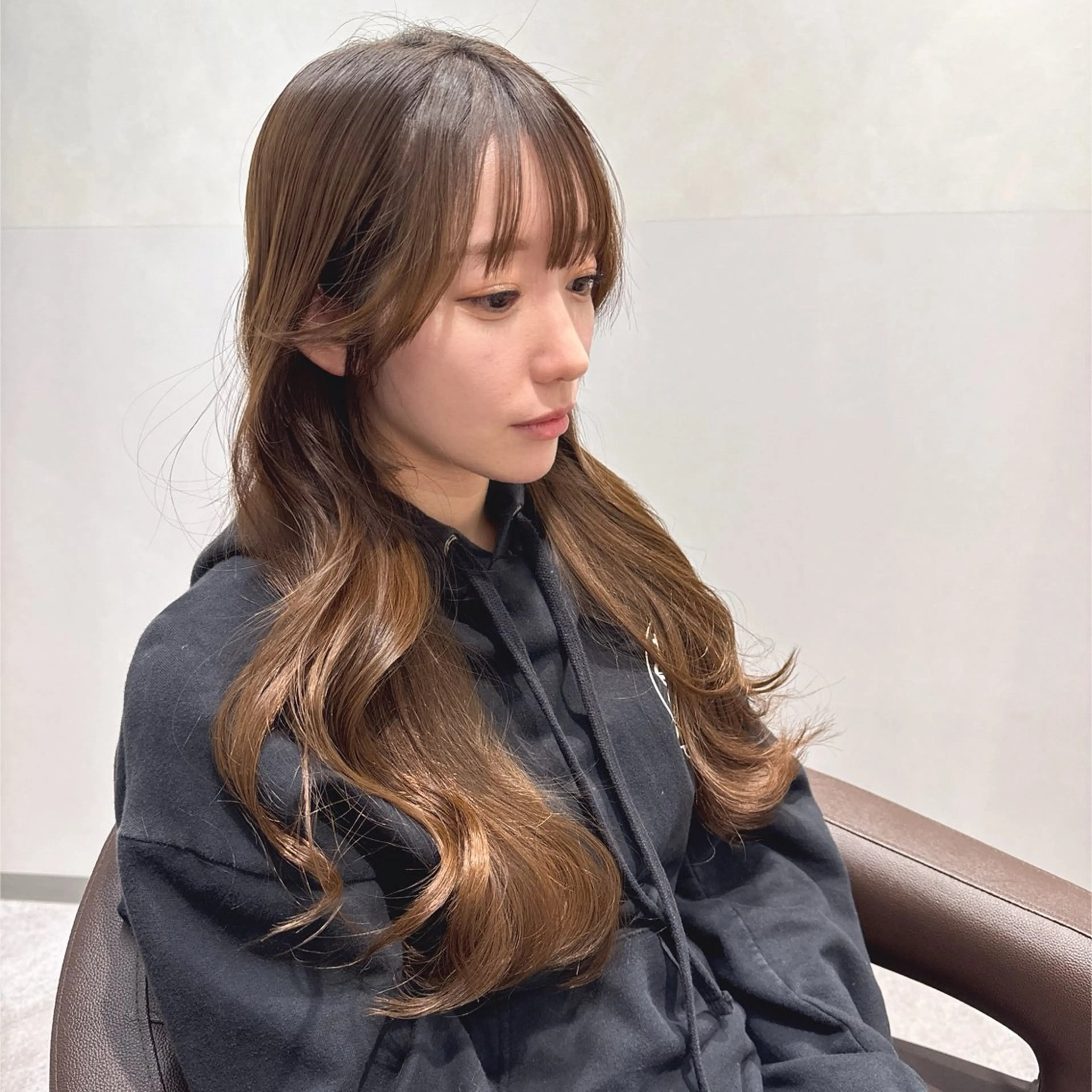 セミロング 顔周りカット 韓国風ヘア おくれ毛 サイドバング 森 隆秀/韓国ヘアのヘアスタイル