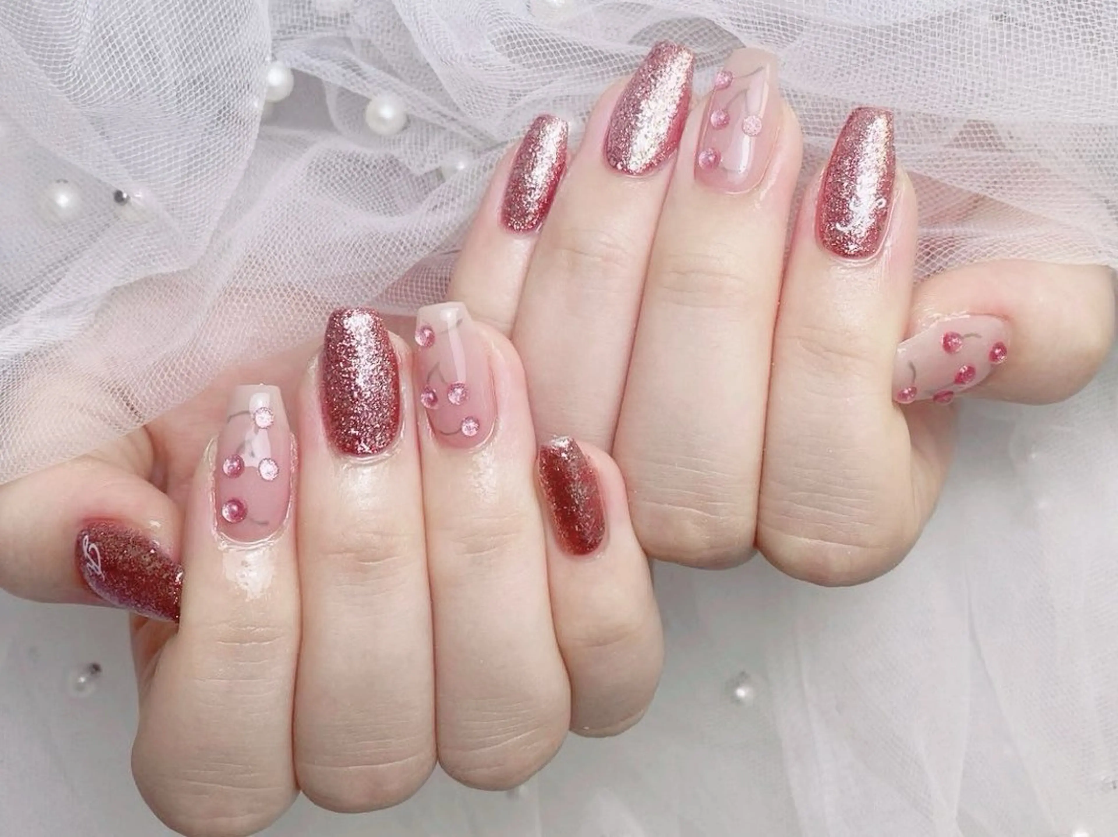 ネイル フレンチネイル ジェルネイル ハート 韓国ネイル マグネットネイル ハンドネイル ネイルサロン lotusのネイルデザイン