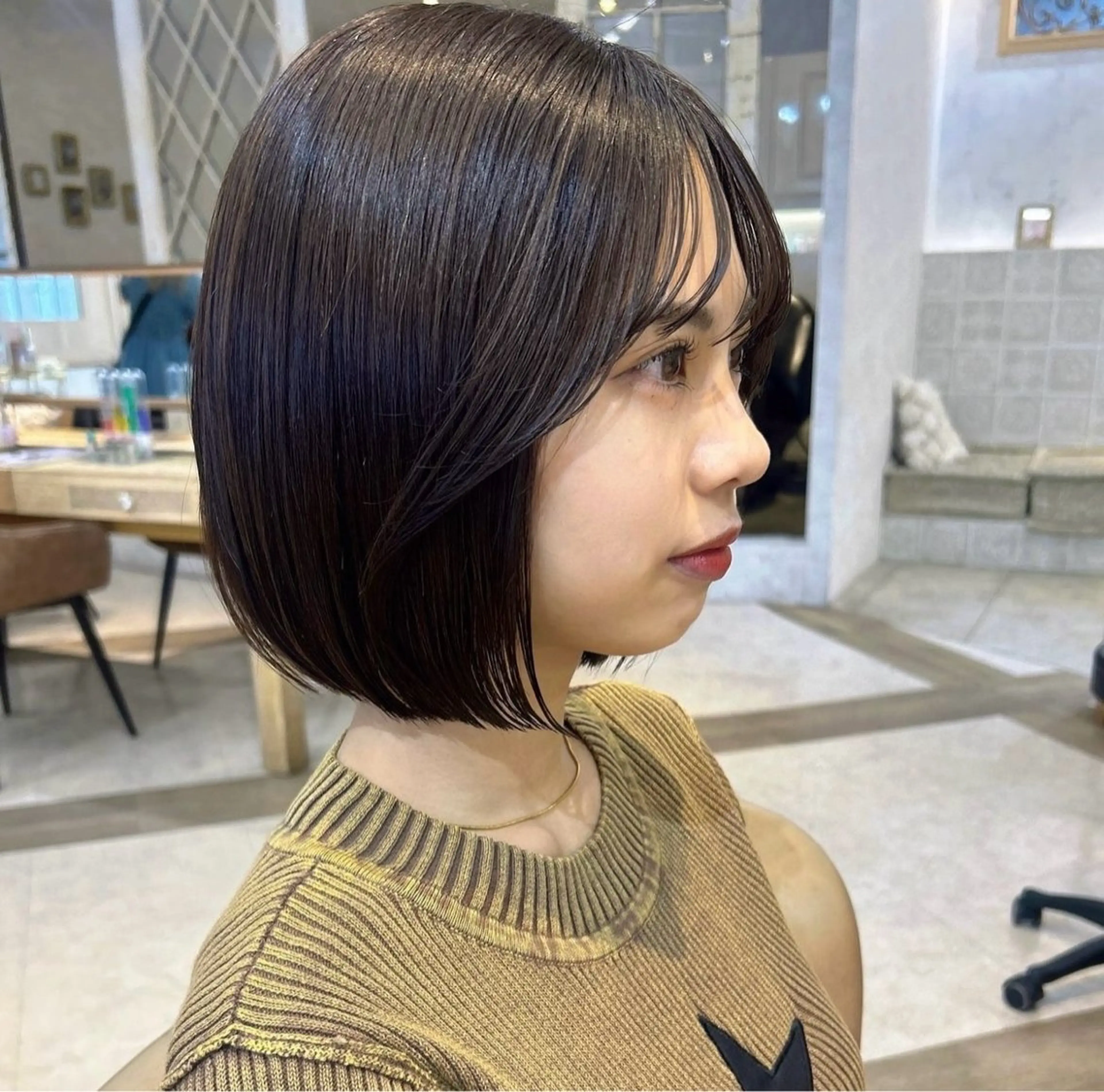 ショート カラー カット ヘアカラー トリートメント 艶カラー/ボブ /似合わせ/田口愛那のヘアスタイル