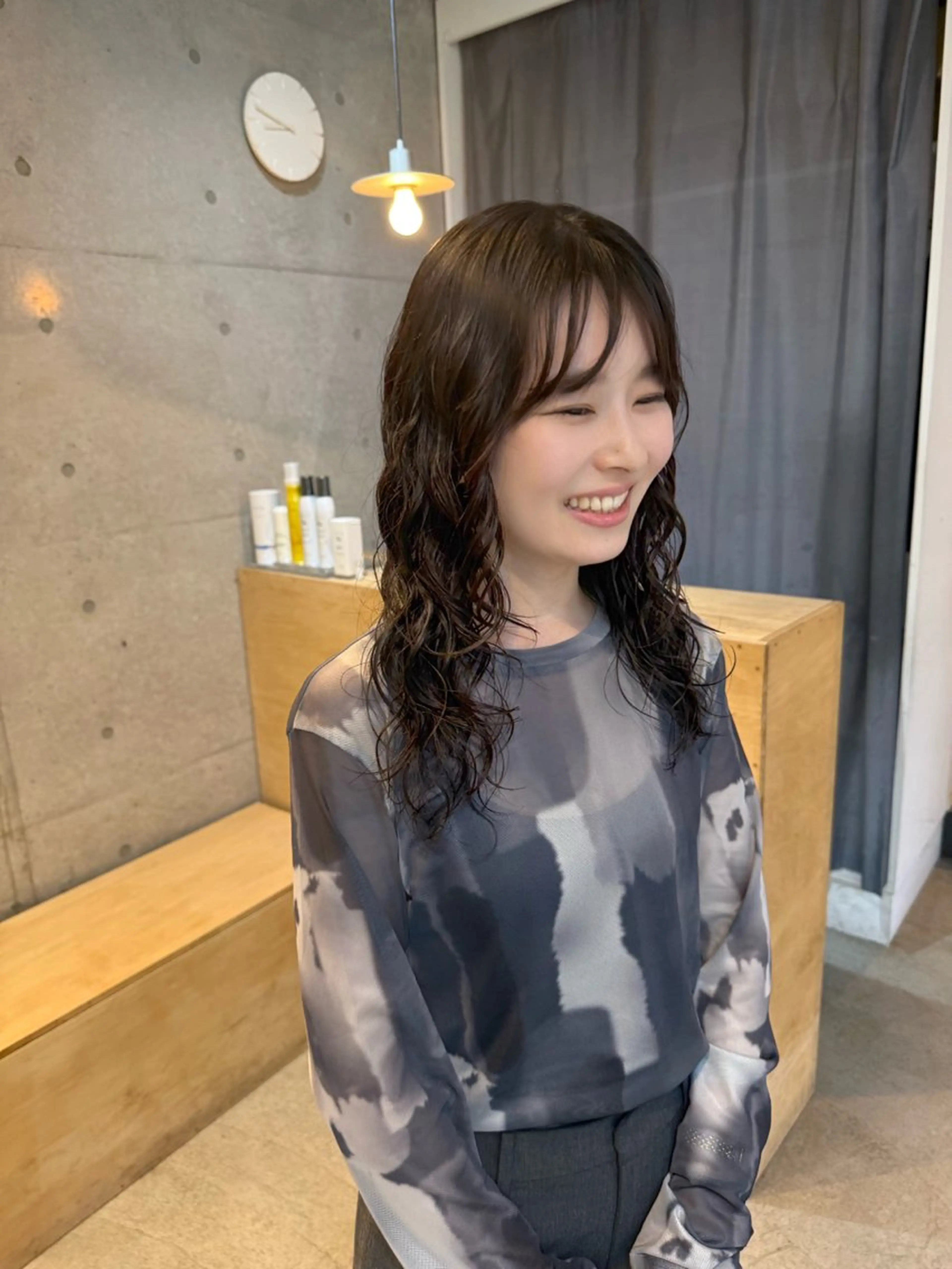 ミディアム カット パーマ デジタルパーマ/ ウェーブパーマ/神野のヘアスタイル