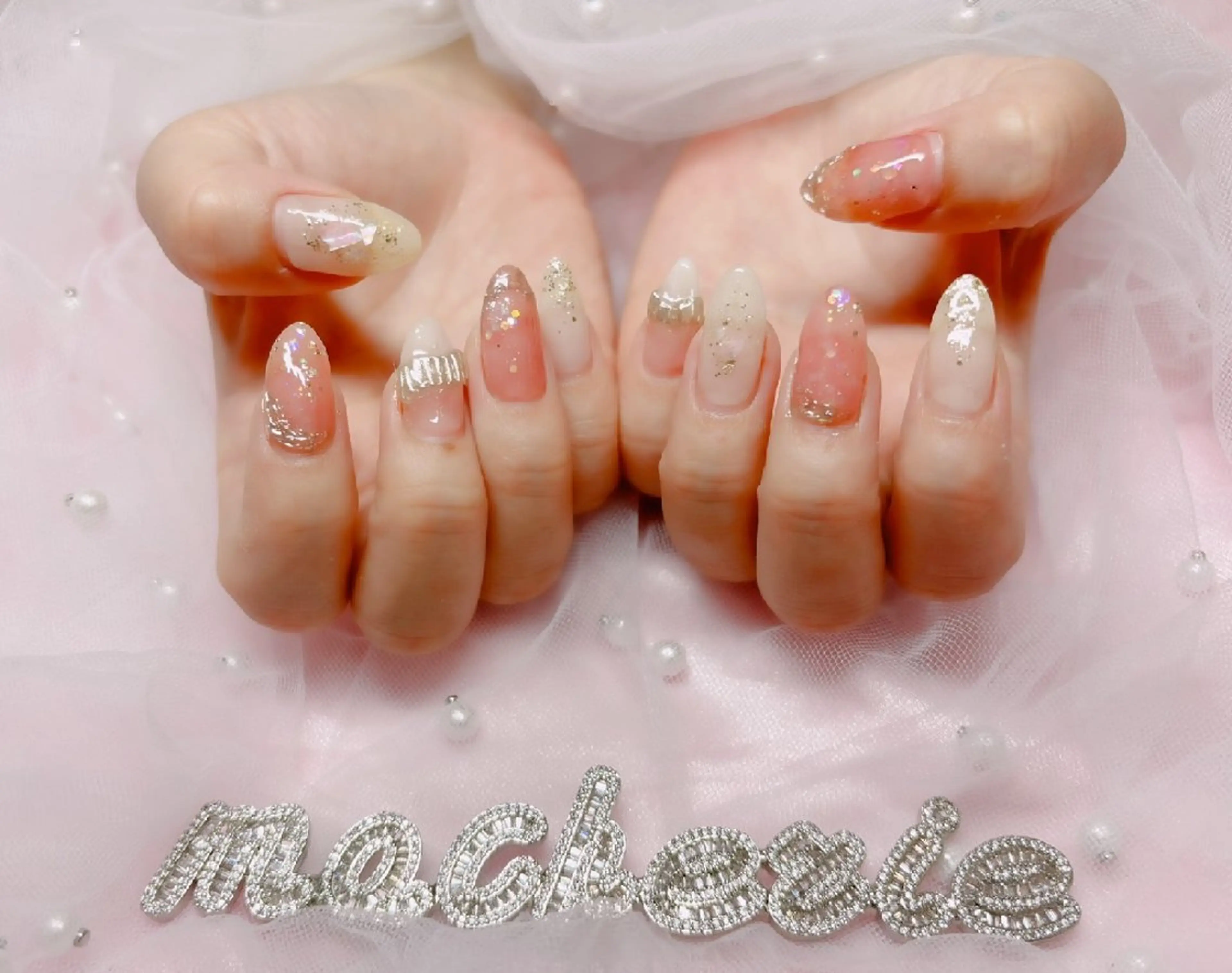 ネイル キラキラネイル ピンク ハンドネイル Nail Salon macherieのネイルデザイン