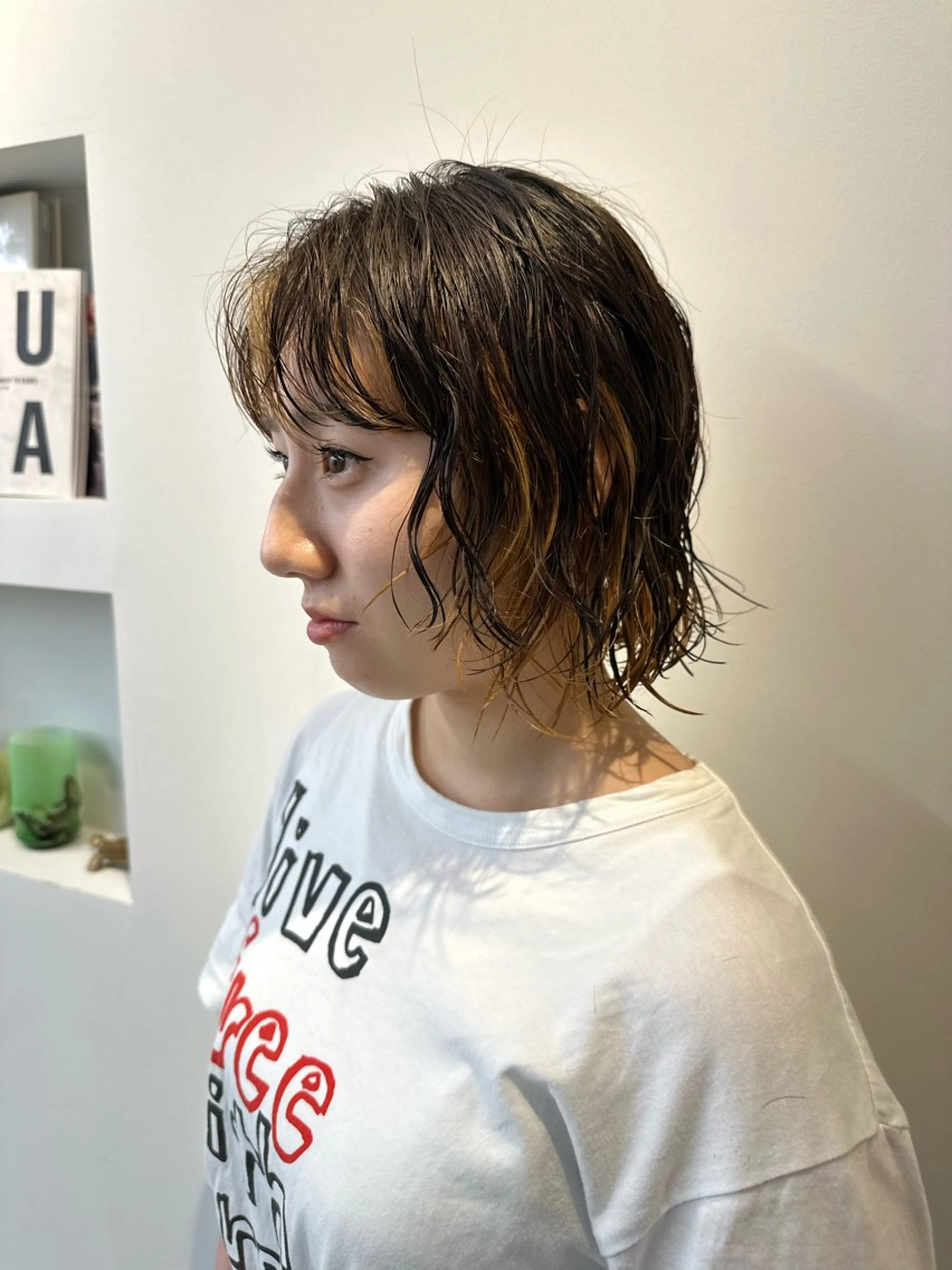 ミディアム パーマ パーマ 岩戸 新のヘアスタイル