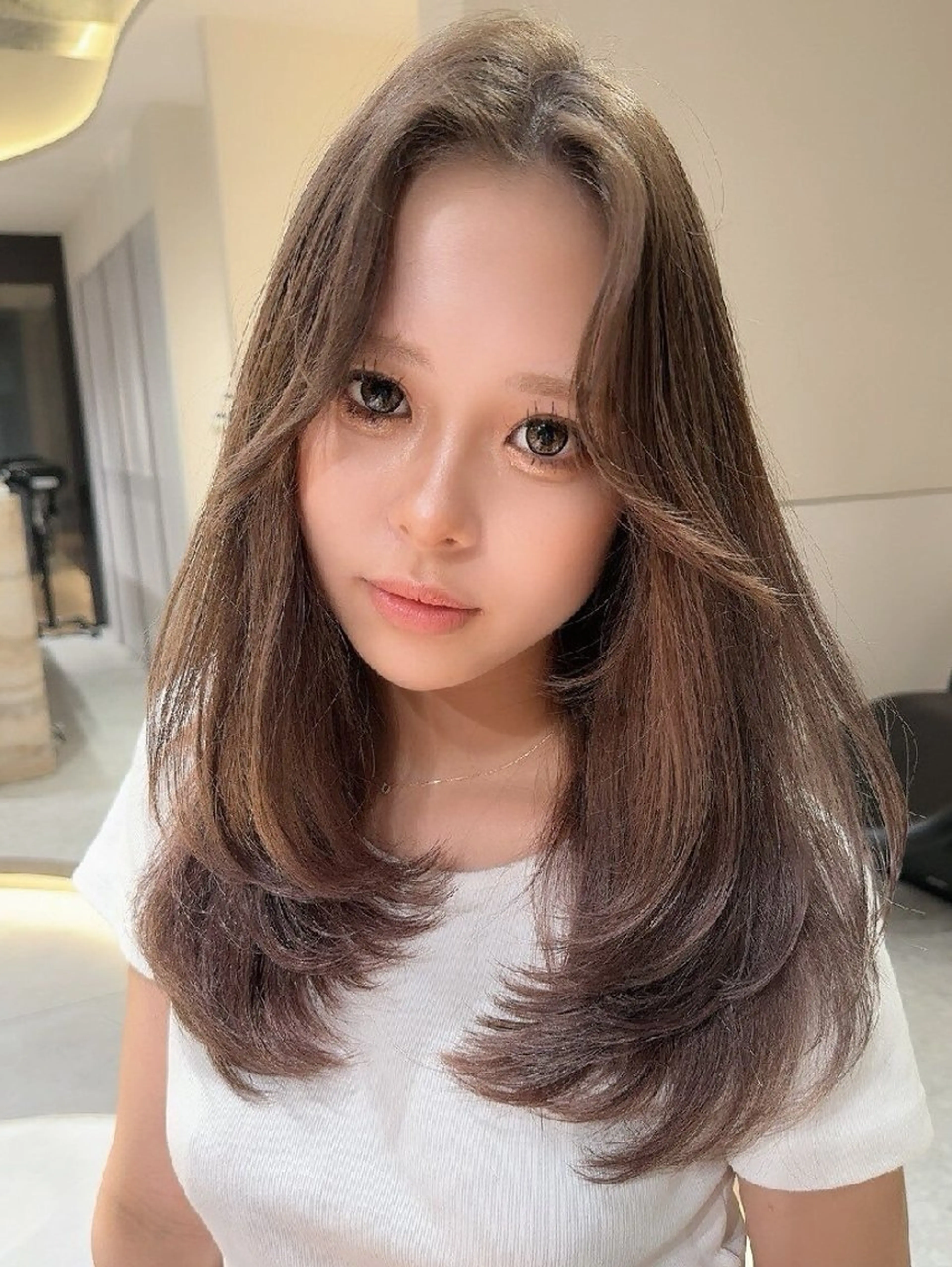 セミロング カラー カット ヘアカラー トリートメント 髪質改善/韓国ヘア /透明感カラー🧸のヘアスタイル