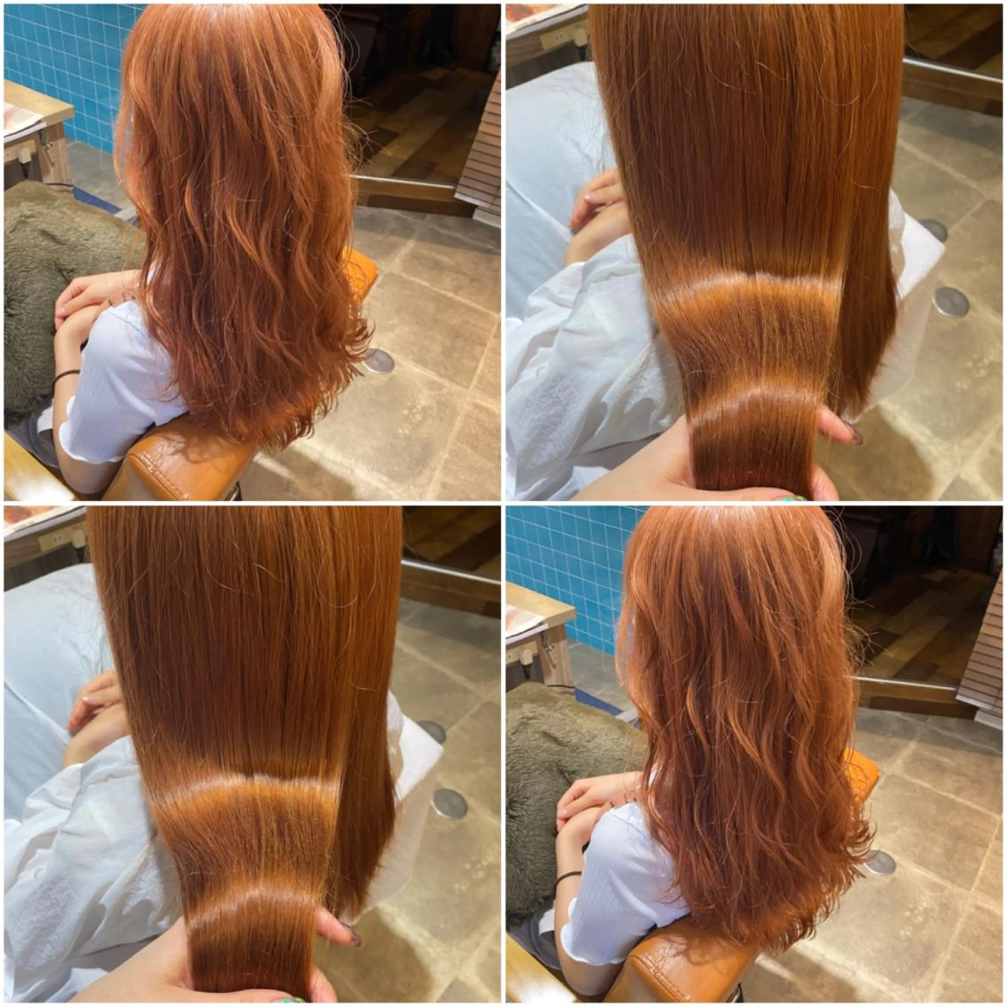 カラー オレンジ カット 縮毛矯正 トリートメント 🐻結んで可愛い hair EMI🐻のヘアスタイル