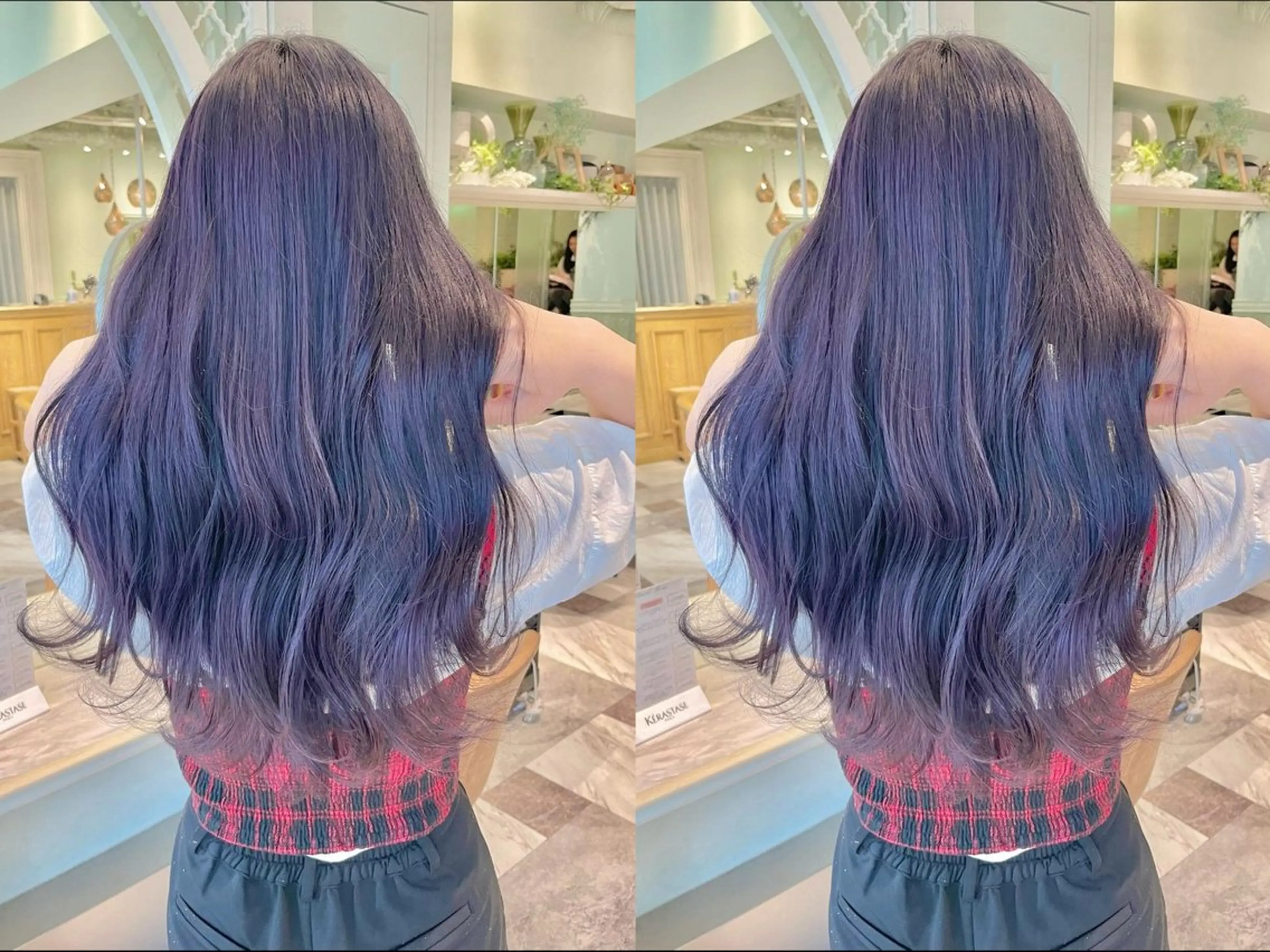 ロング カラー ゆらんちょ/ブリーチ 無w/縮毛矯正/暖色のヘアスタイル