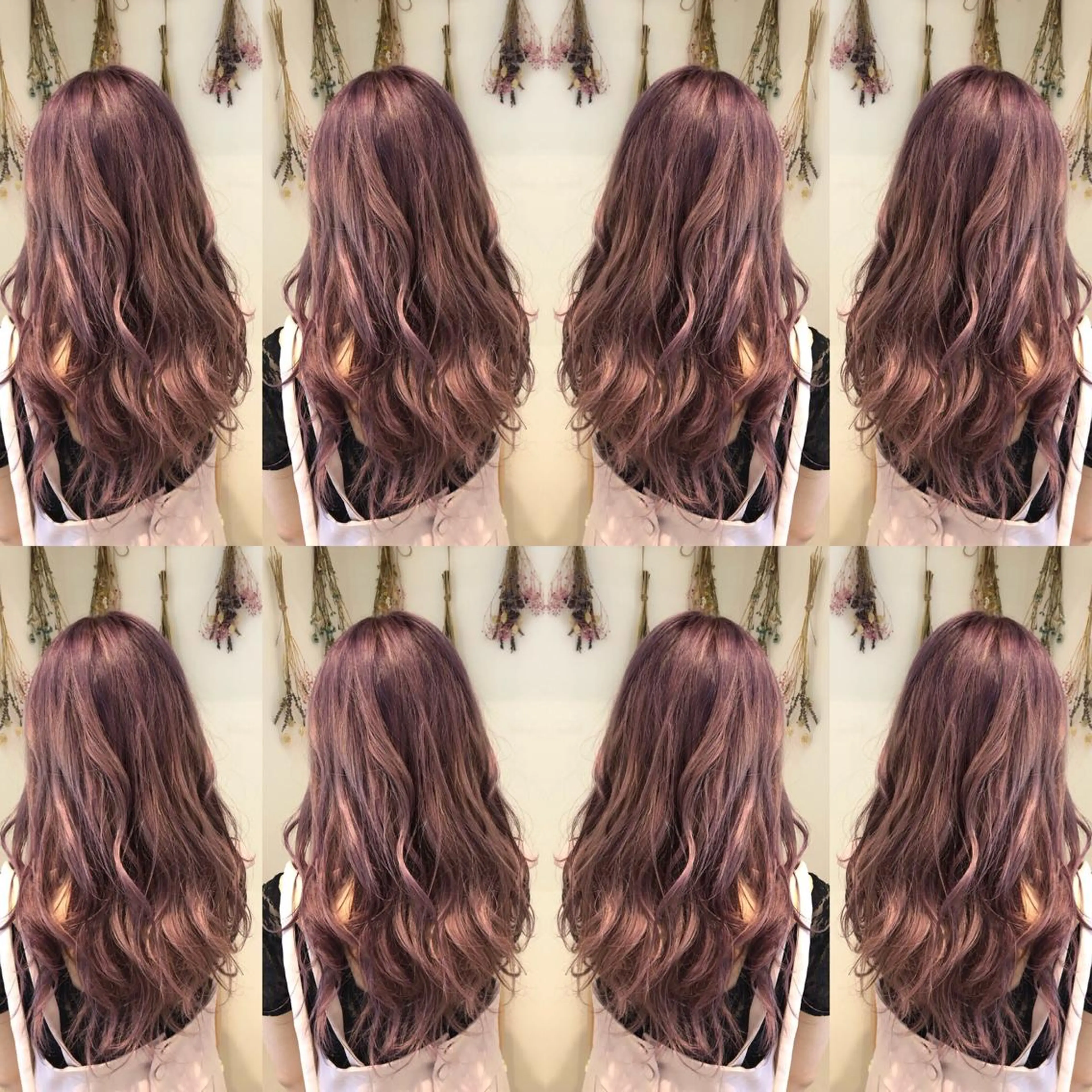 ロング カラー ヘアアレンジ パープルカラー 白髪ぼかしハイライト 茗荷谷駅徒歩2分のヘアスタイル