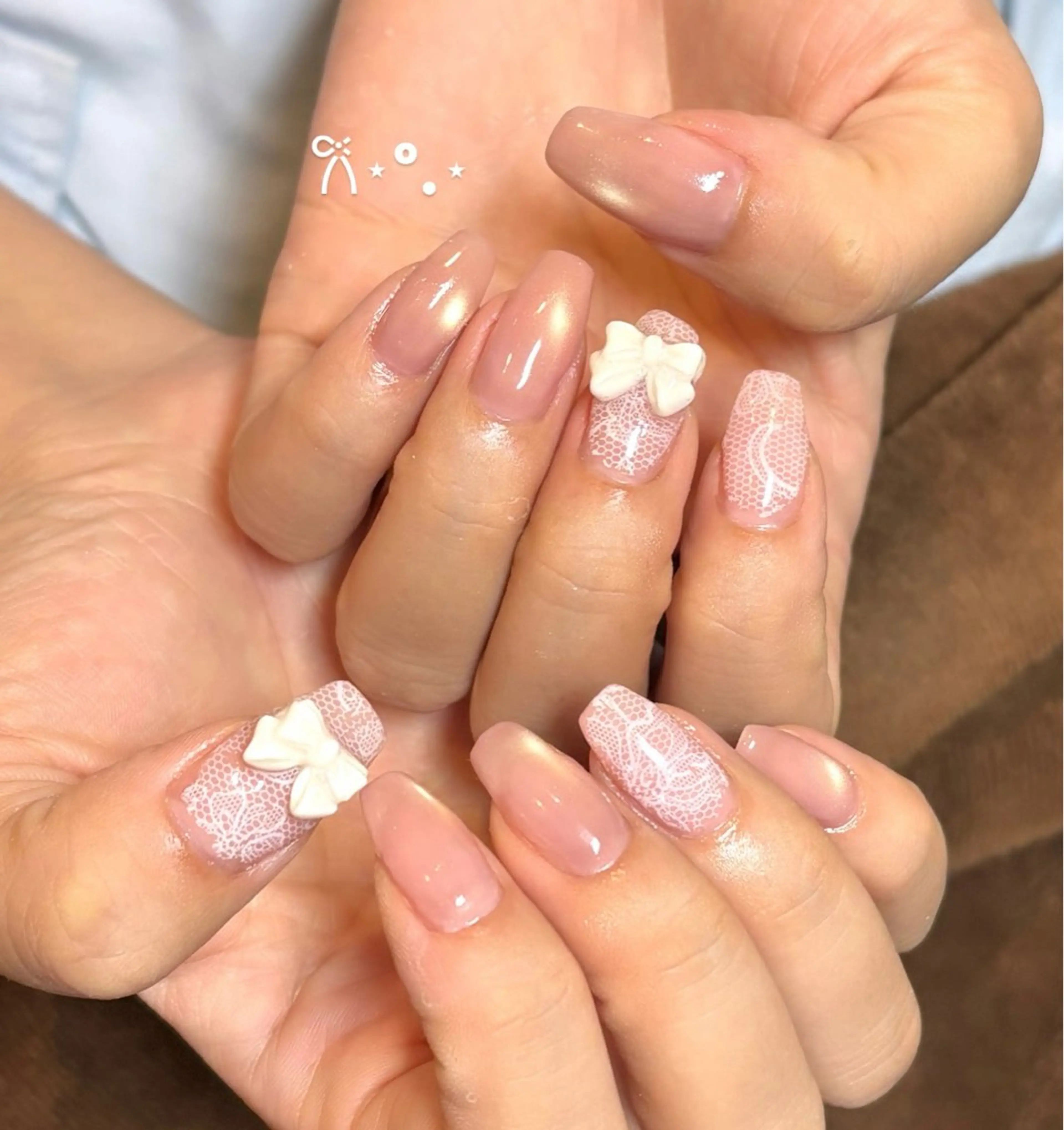 ネイル レース リボン ハンドネイル みぎた かのこのネイルデザイン