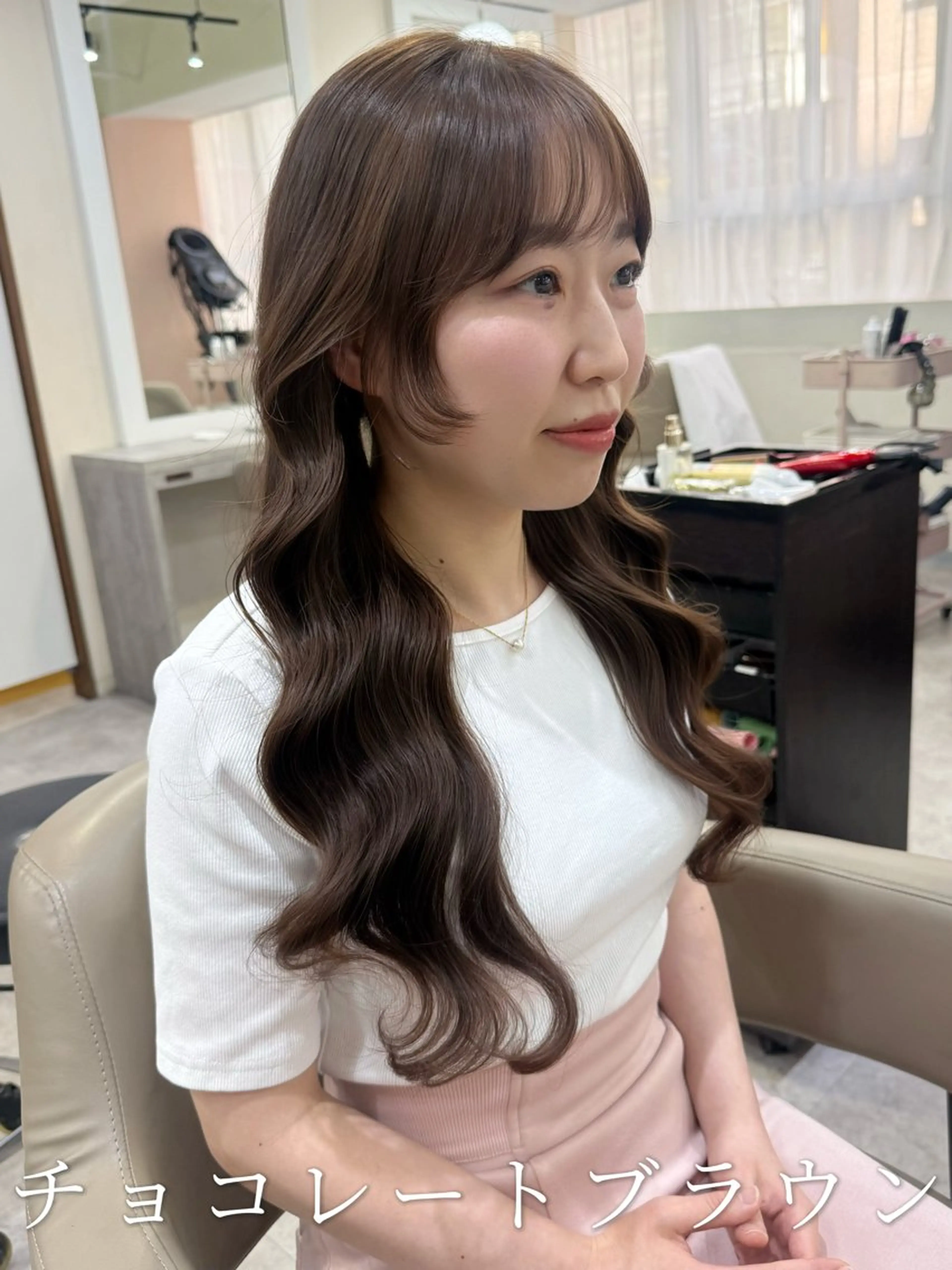 ロング パーマ くびれヘア 髪質改善 ヨシンモリ 韓国風ヘア レイヤーカット カット パーマ 韓国風パーマ/ヘア セット/店長みづきのヘアスタイル