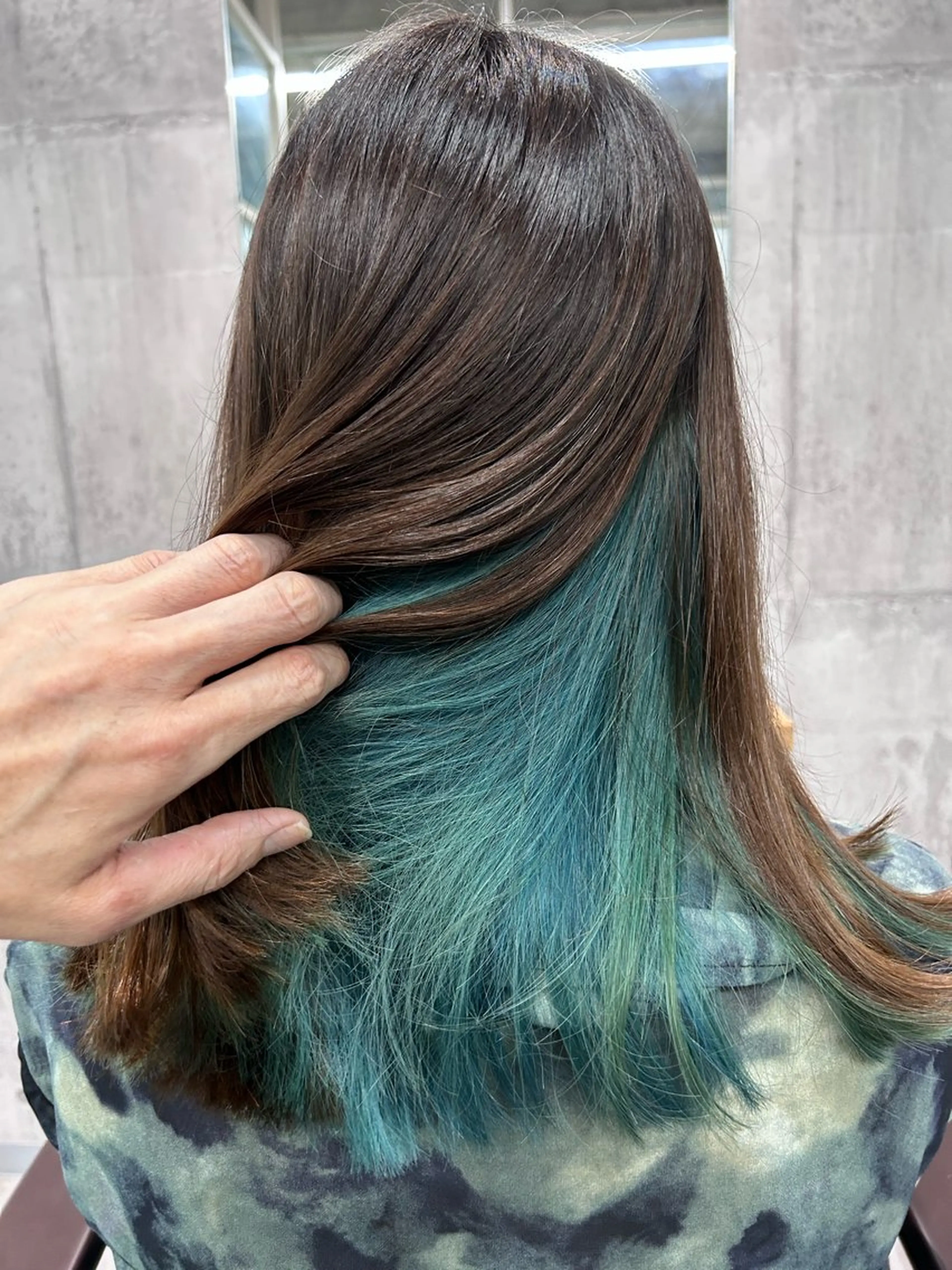 セミロング カラー アクアカラー バレイヤージュ ブリーチ ケアブリーチ ケアカラー ヘアカラー トリートメント newi赤羽 ✂️KEN✂️のヘアスタイル