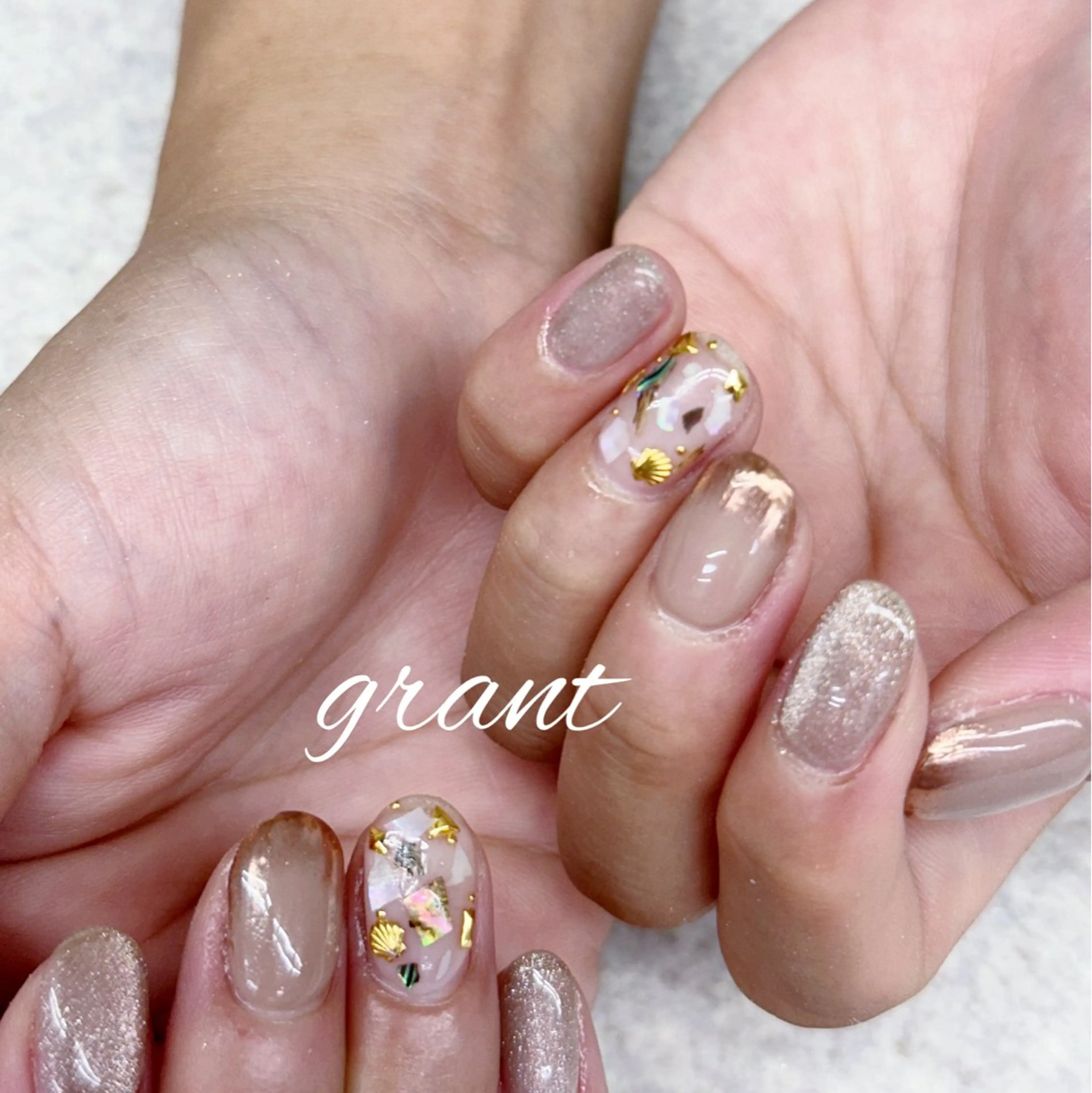 ネイル マグネットネイル ミラーネイル 夏ネイル ハンドネイル nailsalon grantのネイルデザイン