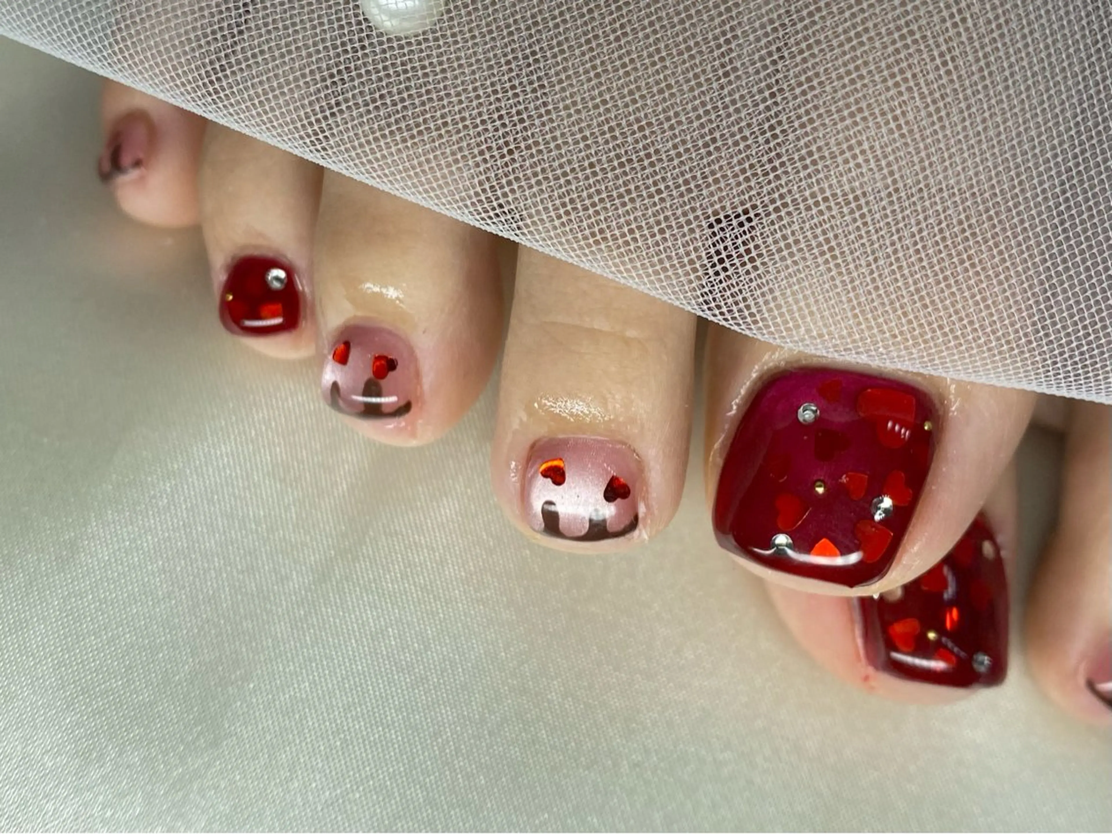 ネイル フットネイル ハート フットネイル Lee_ nailのネイルデザイン