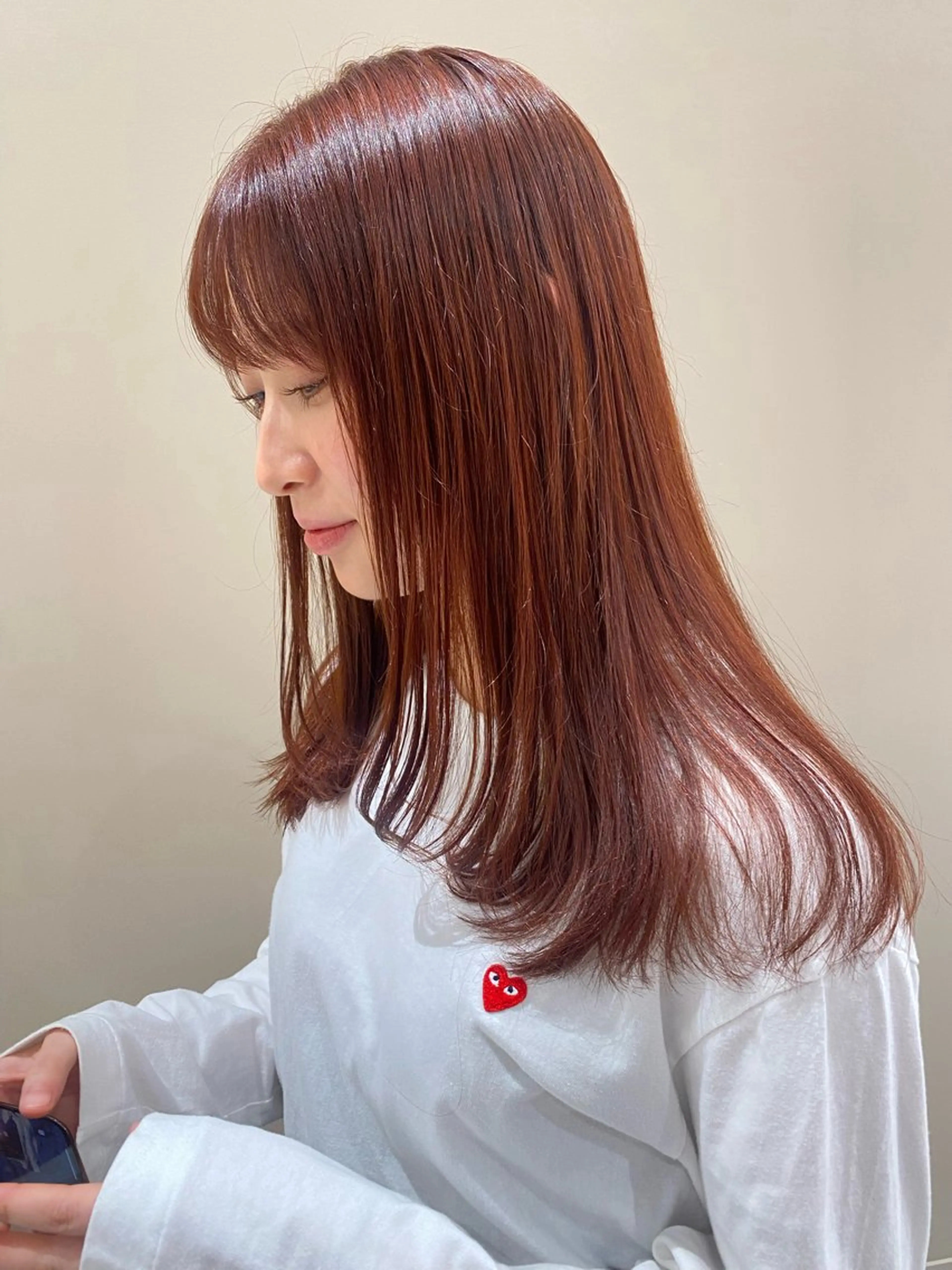 セミロング カラー ブリーチ ブリーチなしカラー ベージュ/アレンジ /横浜/杉本千夏のヘアスタイル