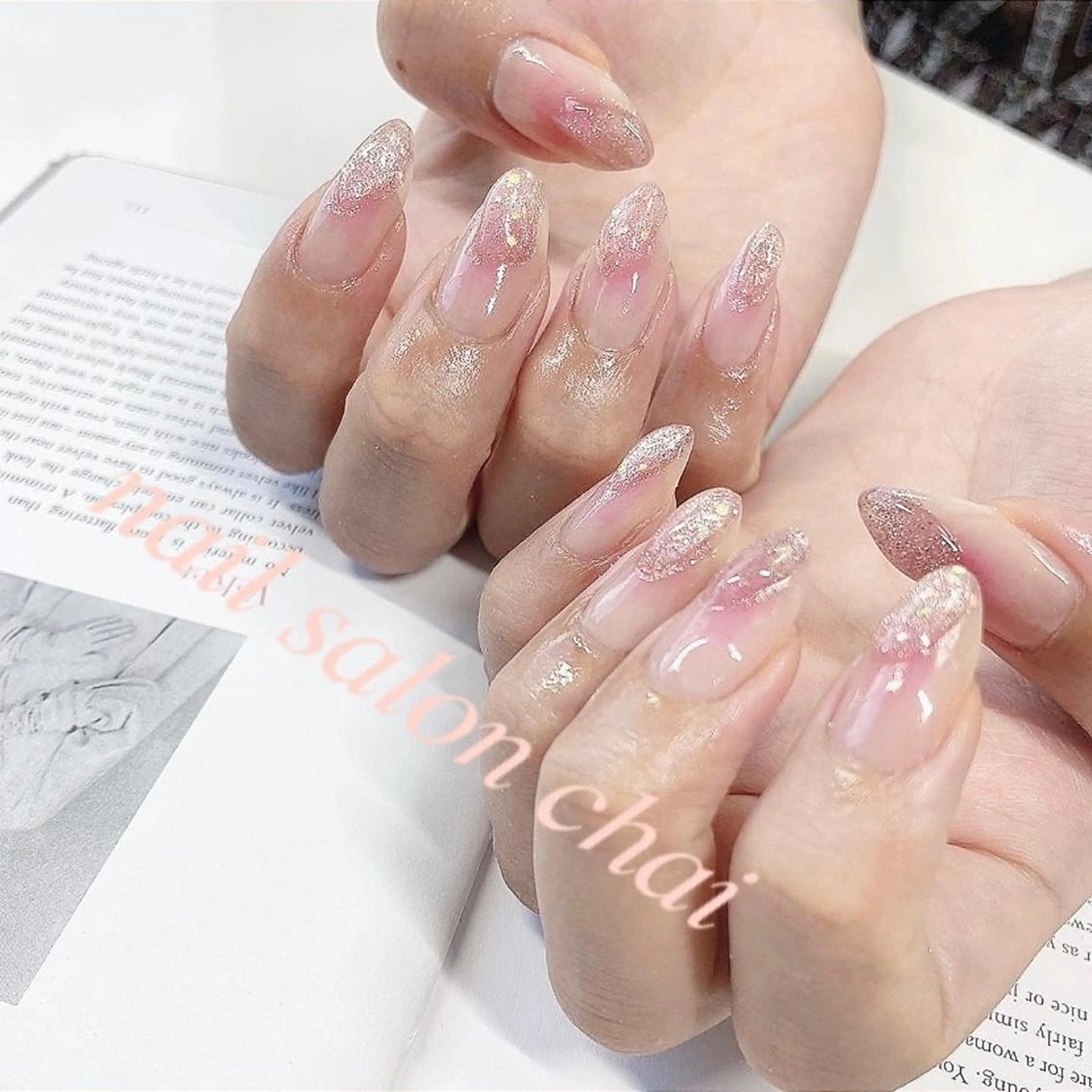 ネイル チークネイル ラメ(グリッター) ぷっくりネイル nail salon chai 上本町のネイルデザイン