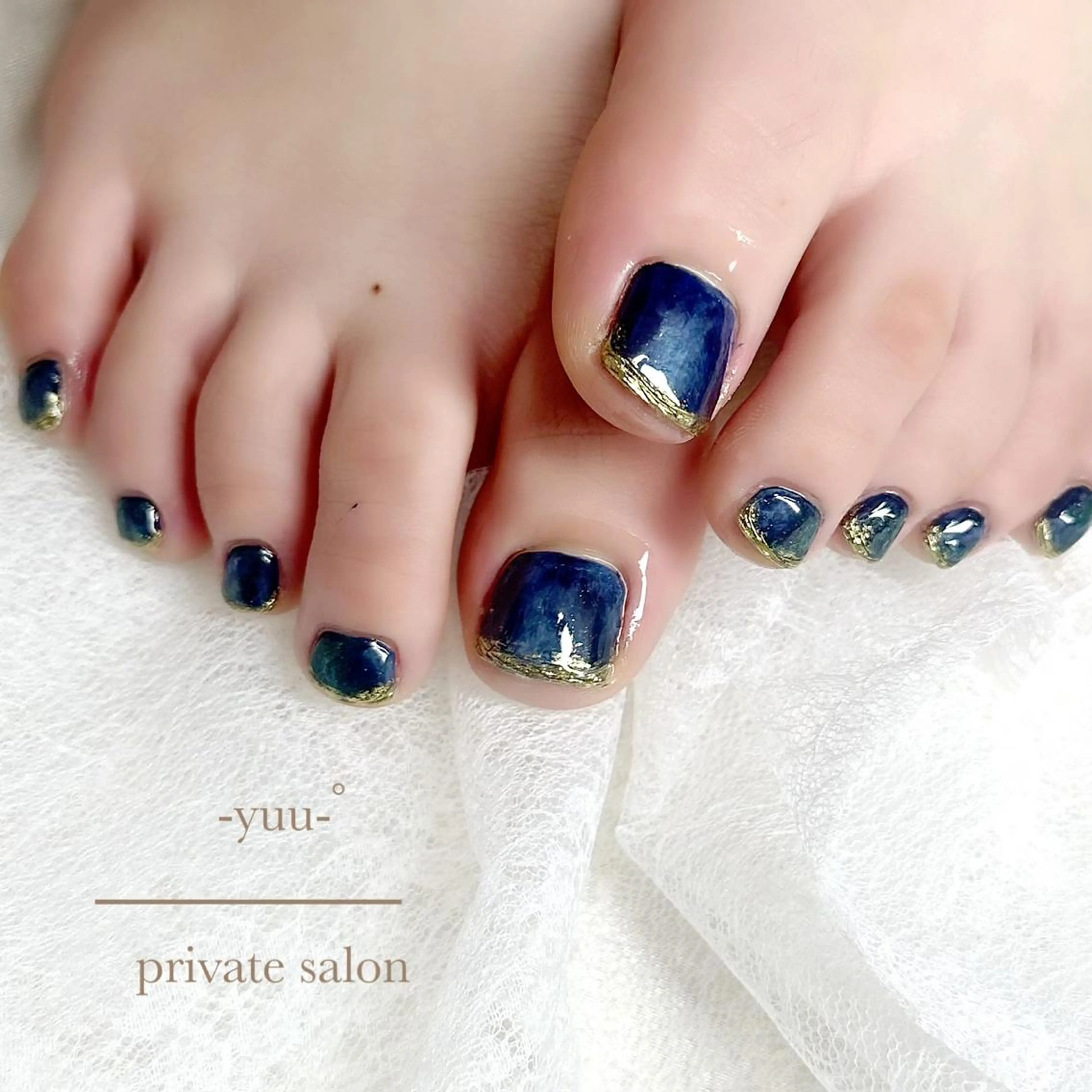 ショート ネイル アートネイル ネイビー Lino ﾟのネイルデザイン