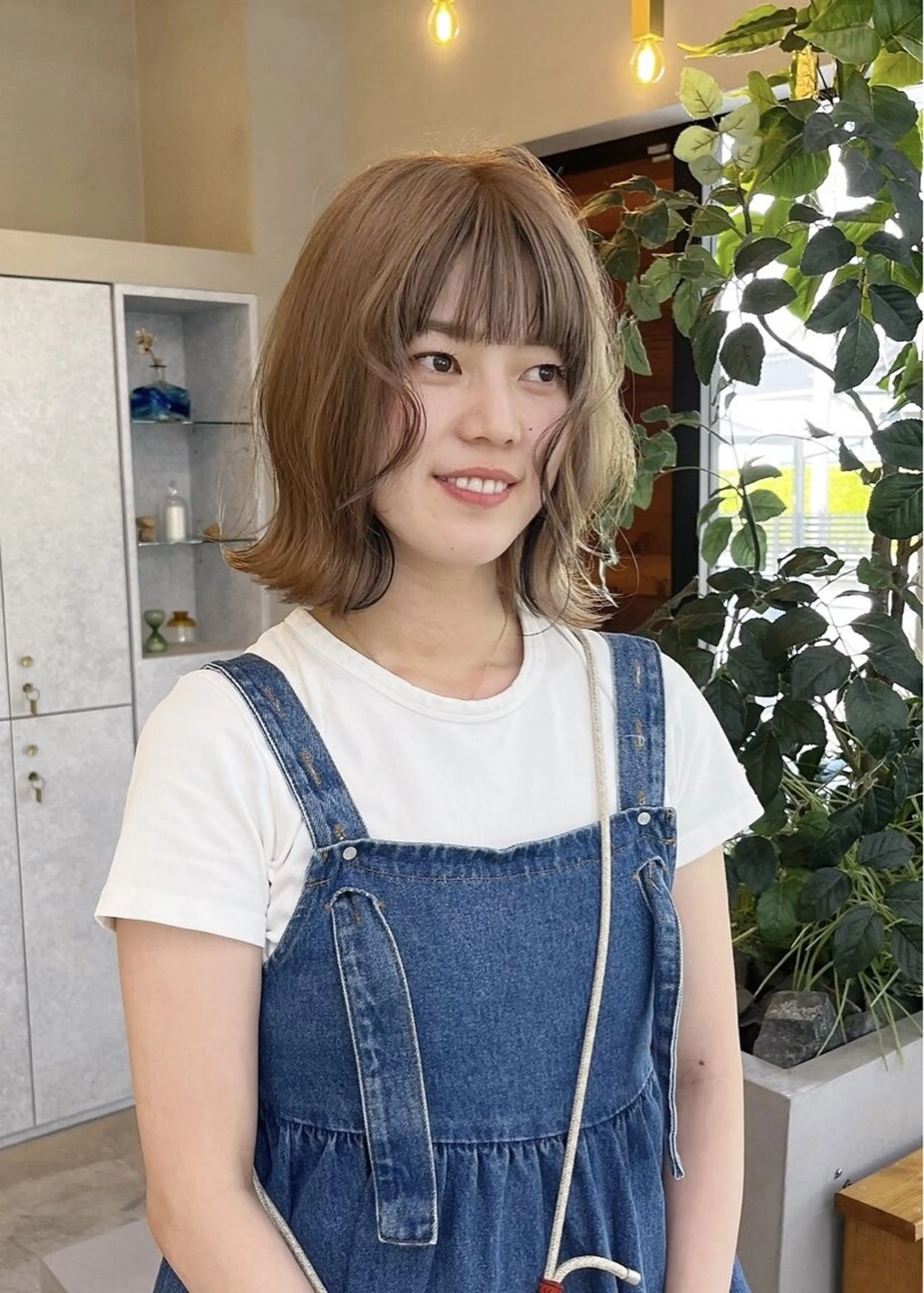 ショート カラー ミストバング  フェイスフレーミング 暖色カラー/透明感 ベージュ/結羽🌼のヘアスタイル