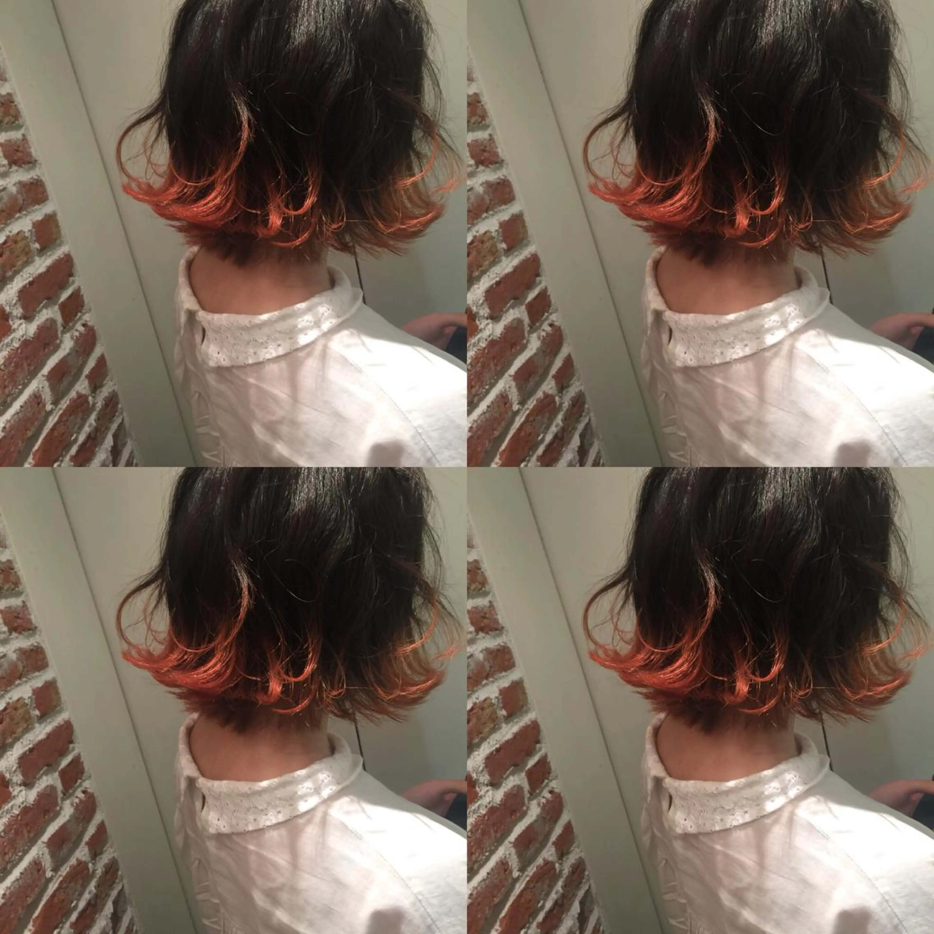 ショート カラー ブリーチ オレンジ ホワイト&レイヤーカ ットエクステ長畠俊輔のヘアスタイル