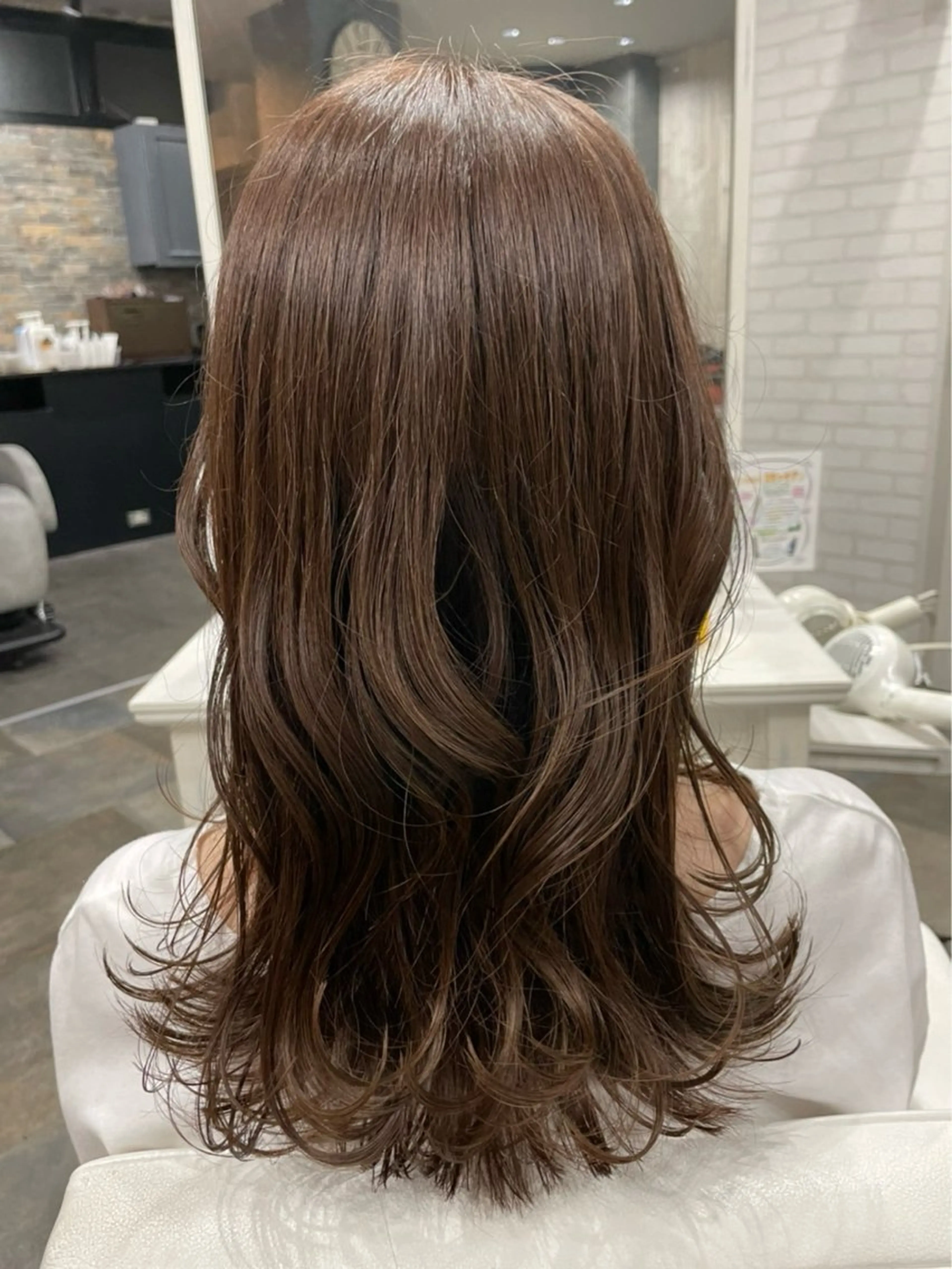 セミロング セミロングパーマ ミストバング ボブ ハイライト 髪質改善 髪質改善/縮毛矯正/ 美髪/個室/ハラのヘアスタイル
