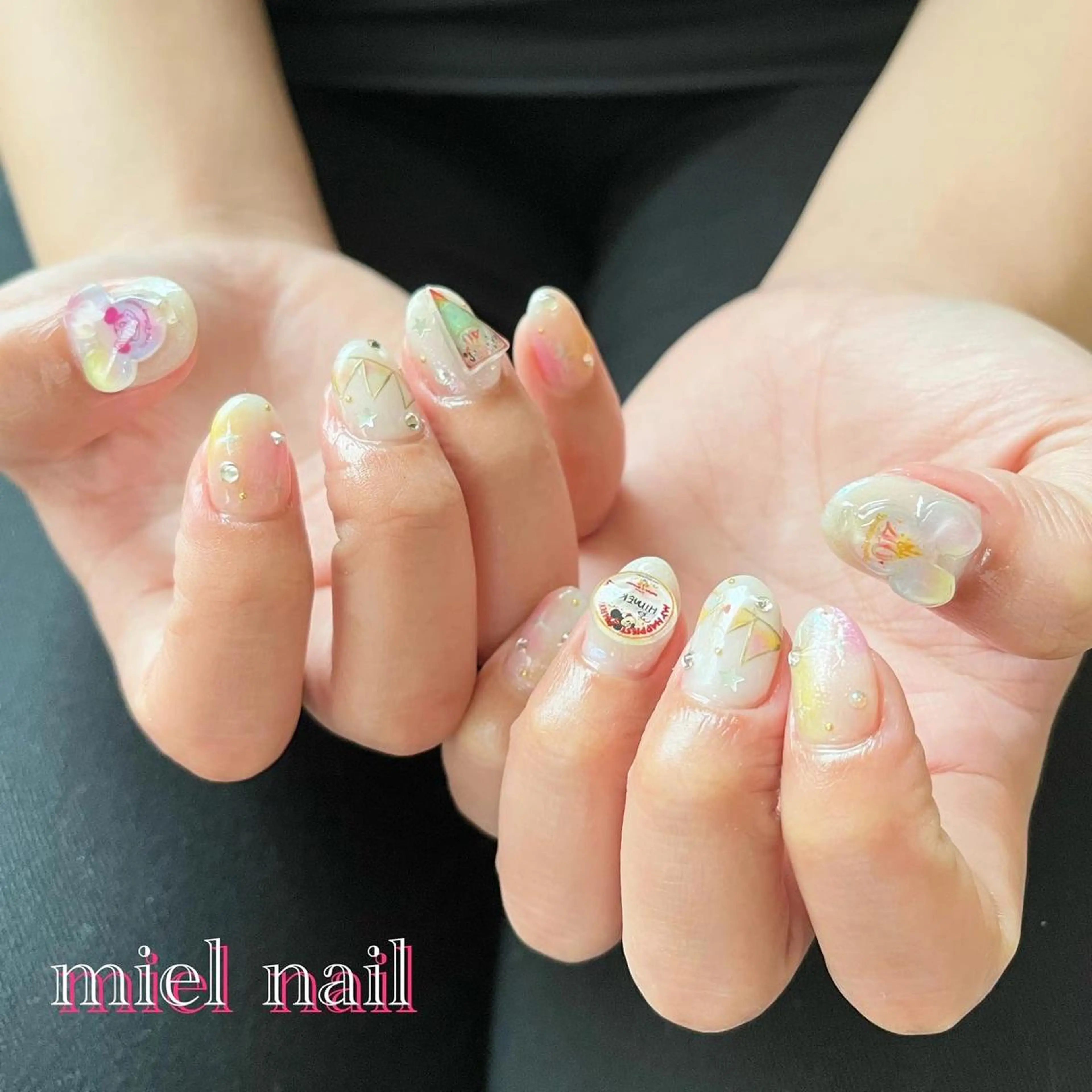 ネイル アートネイル 持ち込み 夏ネイル ハンドネイル miel nailのネイルデザイン