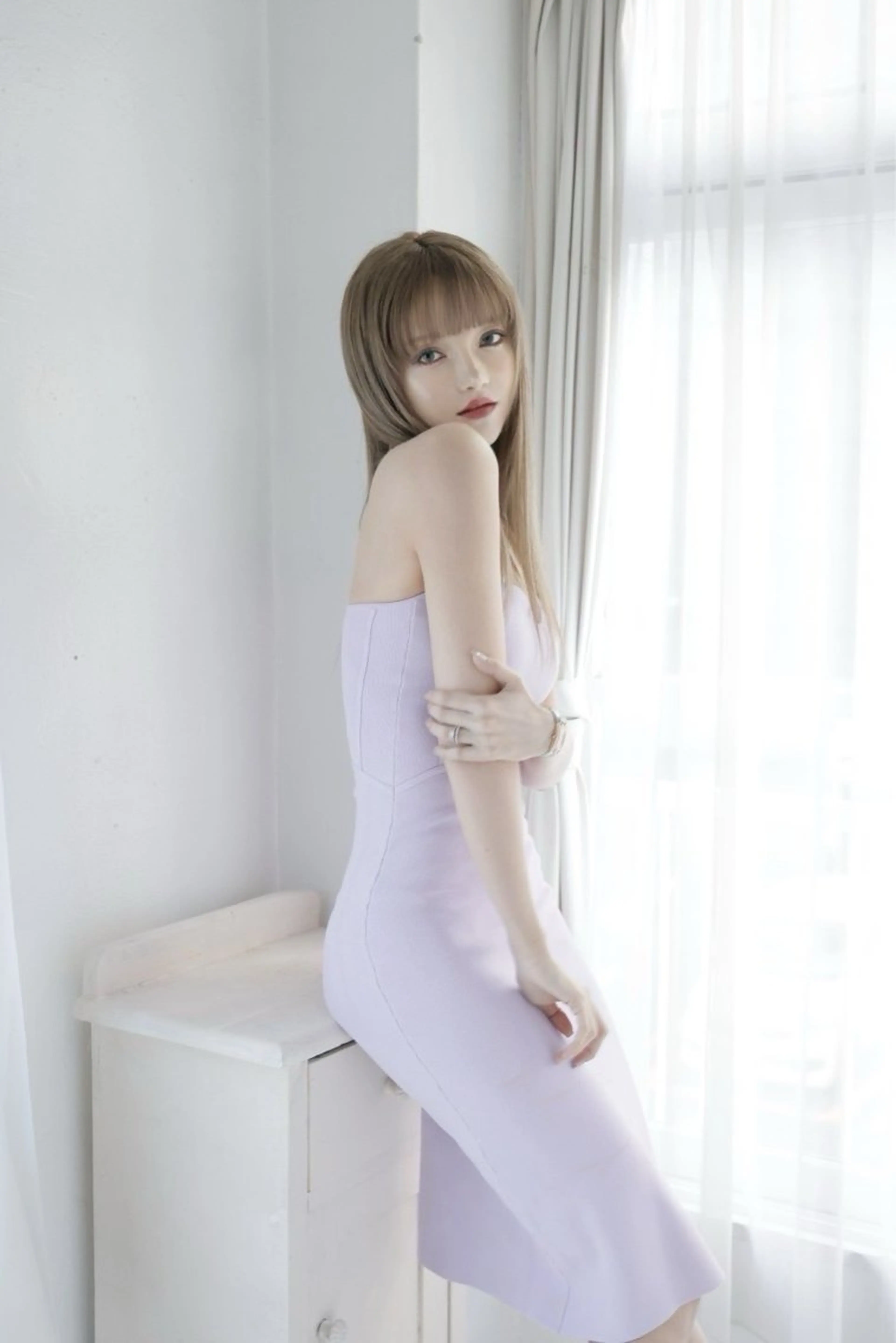 セミロング カラー パーマ ヘアアレンジ セミロングパーマ ベージュカラー ブリーチ ブラウンカラー ショコラベージュ 平川 友理/韓国ヘア💘のヘアスタイル