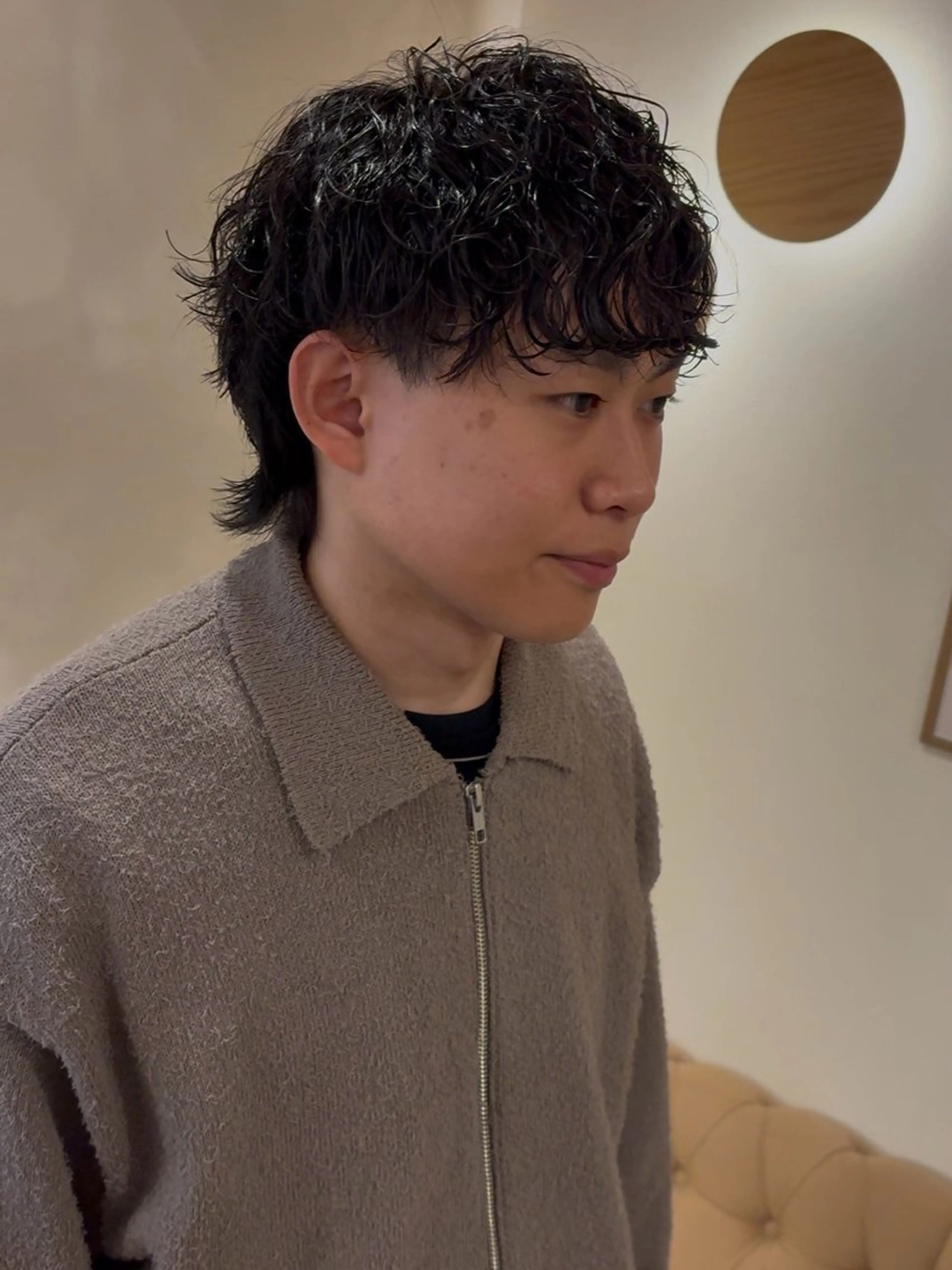 ミディアム パーマ メンズ 波巻きパーマ メンズウルフカット ウルフカット カット パーマ トリートメント ツイスパ/波巻き 鈴木教介👯‍♀️のヘアスタイル