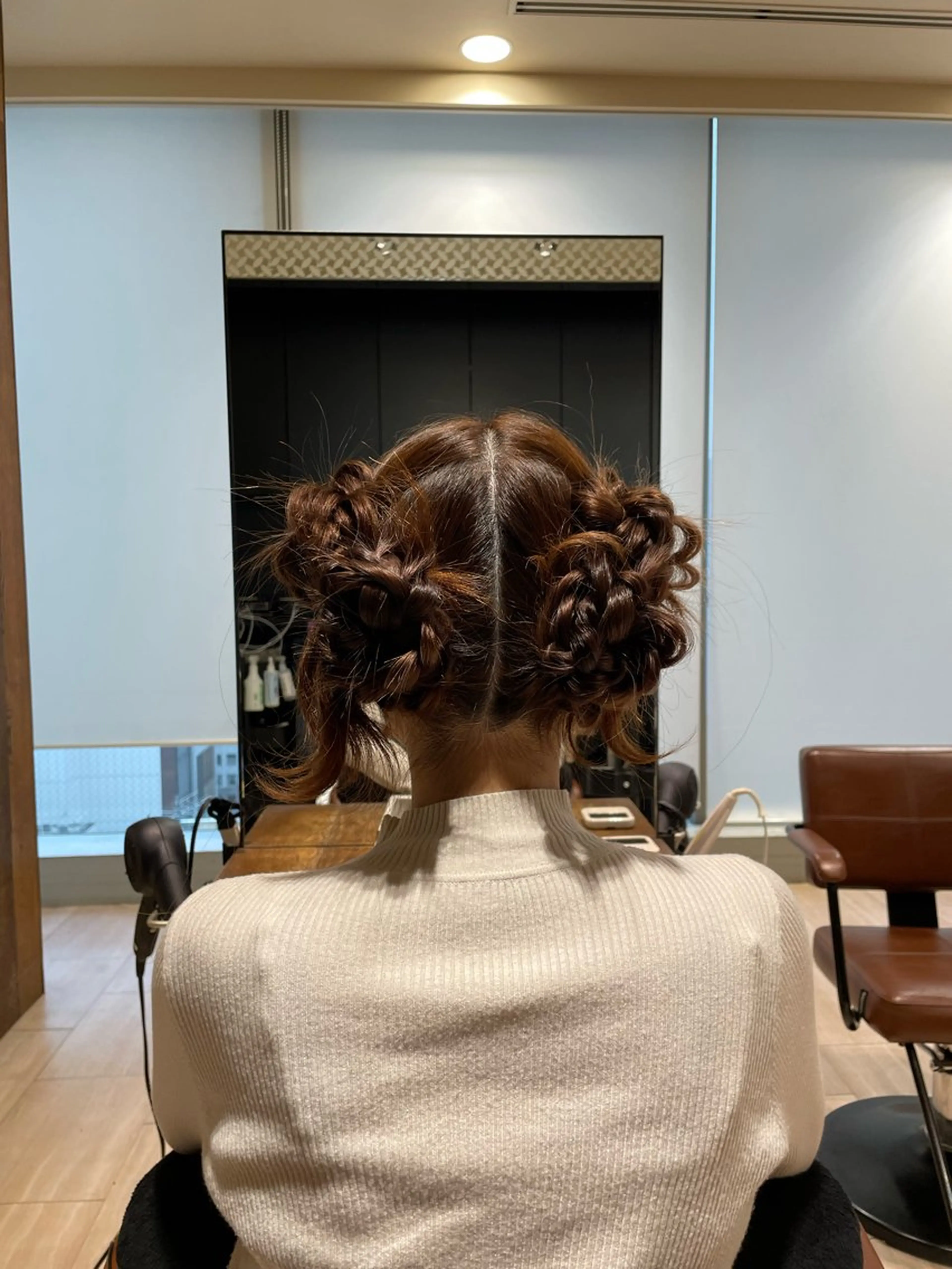 ロング お団子ヘア ヘアセット レイヤーカット/ アレンジ/うみのヘアスタイル