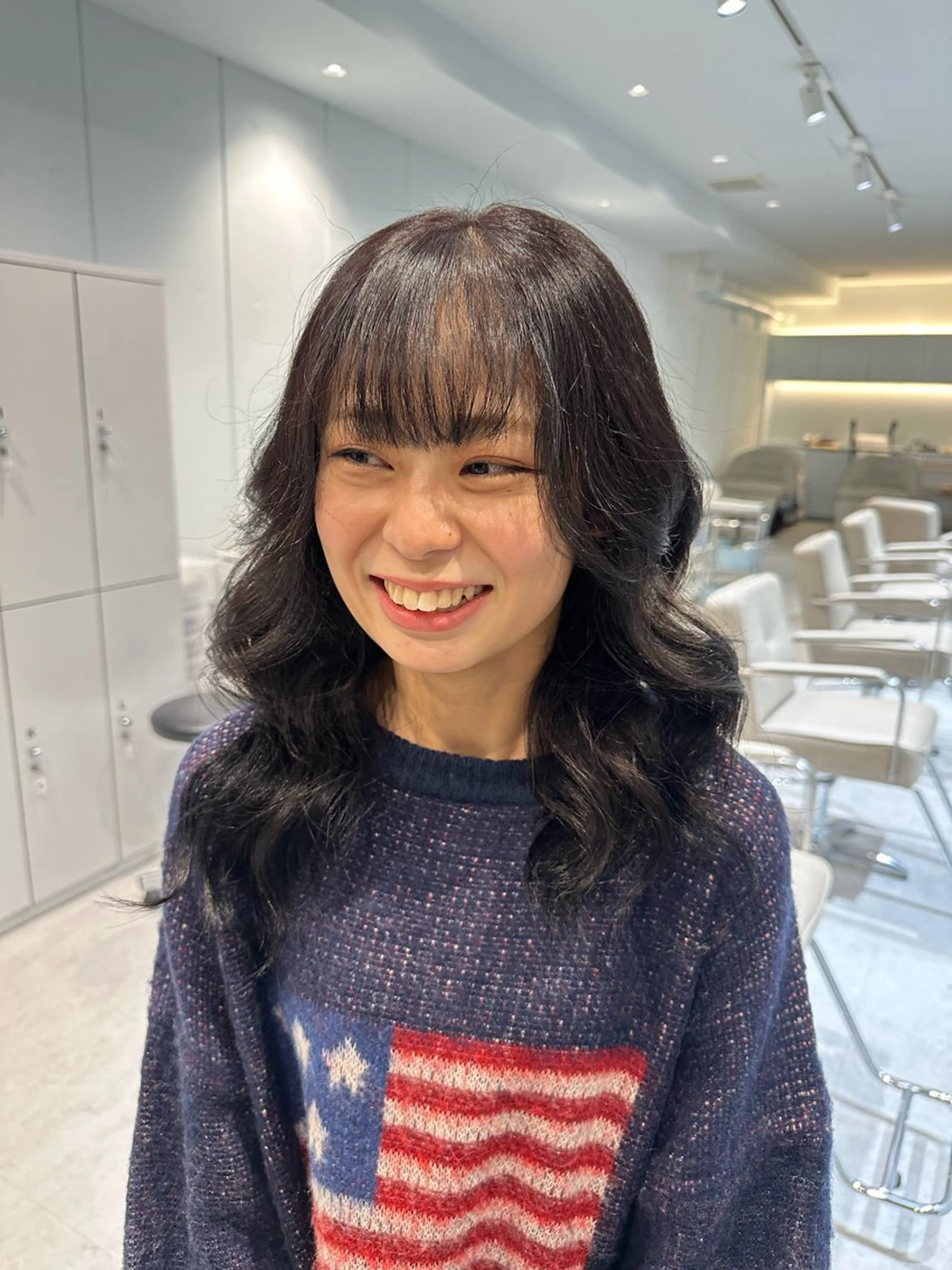 ロング カラー 黒髪 ラベンダーカラー ヘアカラー なりた るいのヘアスタイル