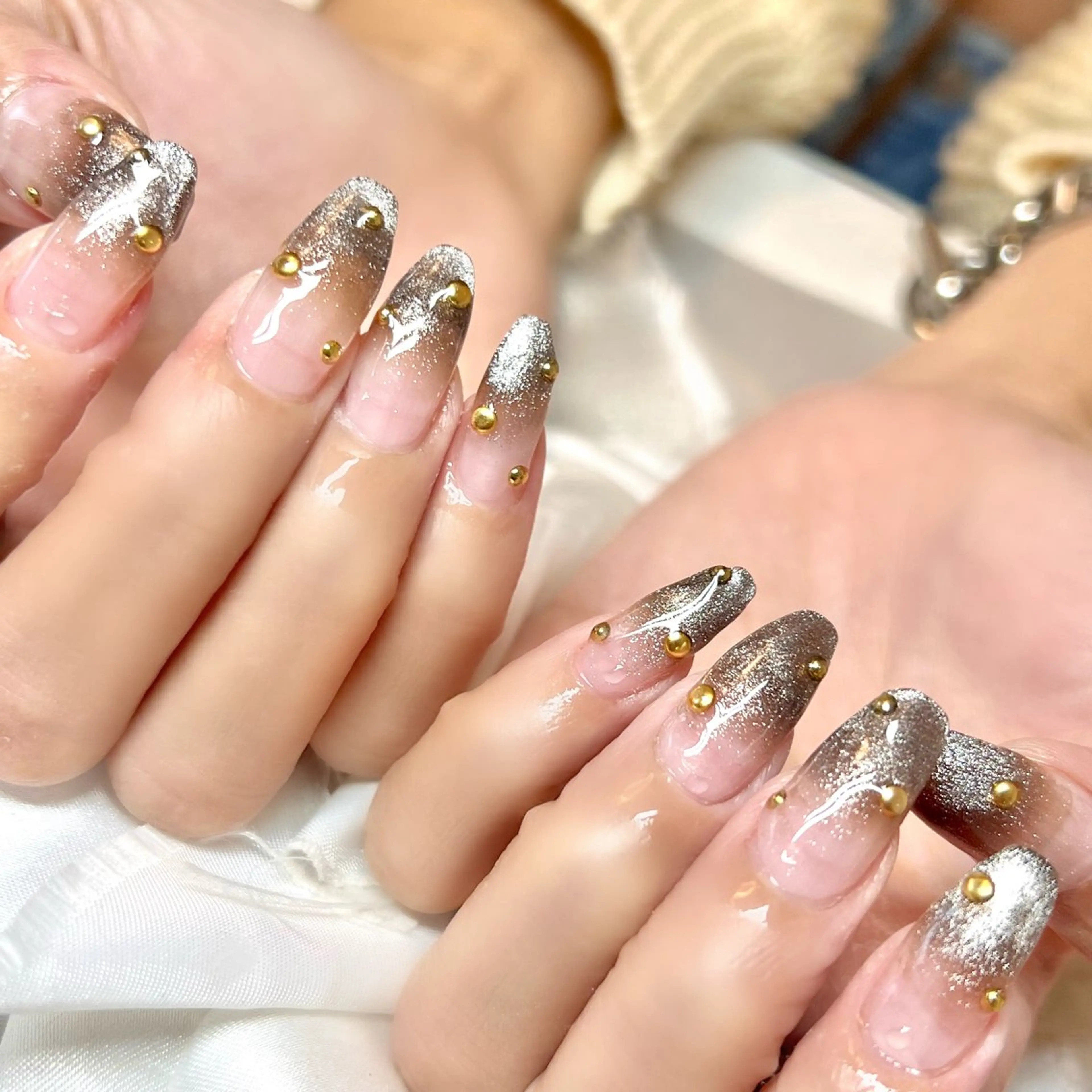 ネイル アートネイル オーロラネイル ジェルネイル 韓国ネイル ロングネイル clover nailのネイルデザイン