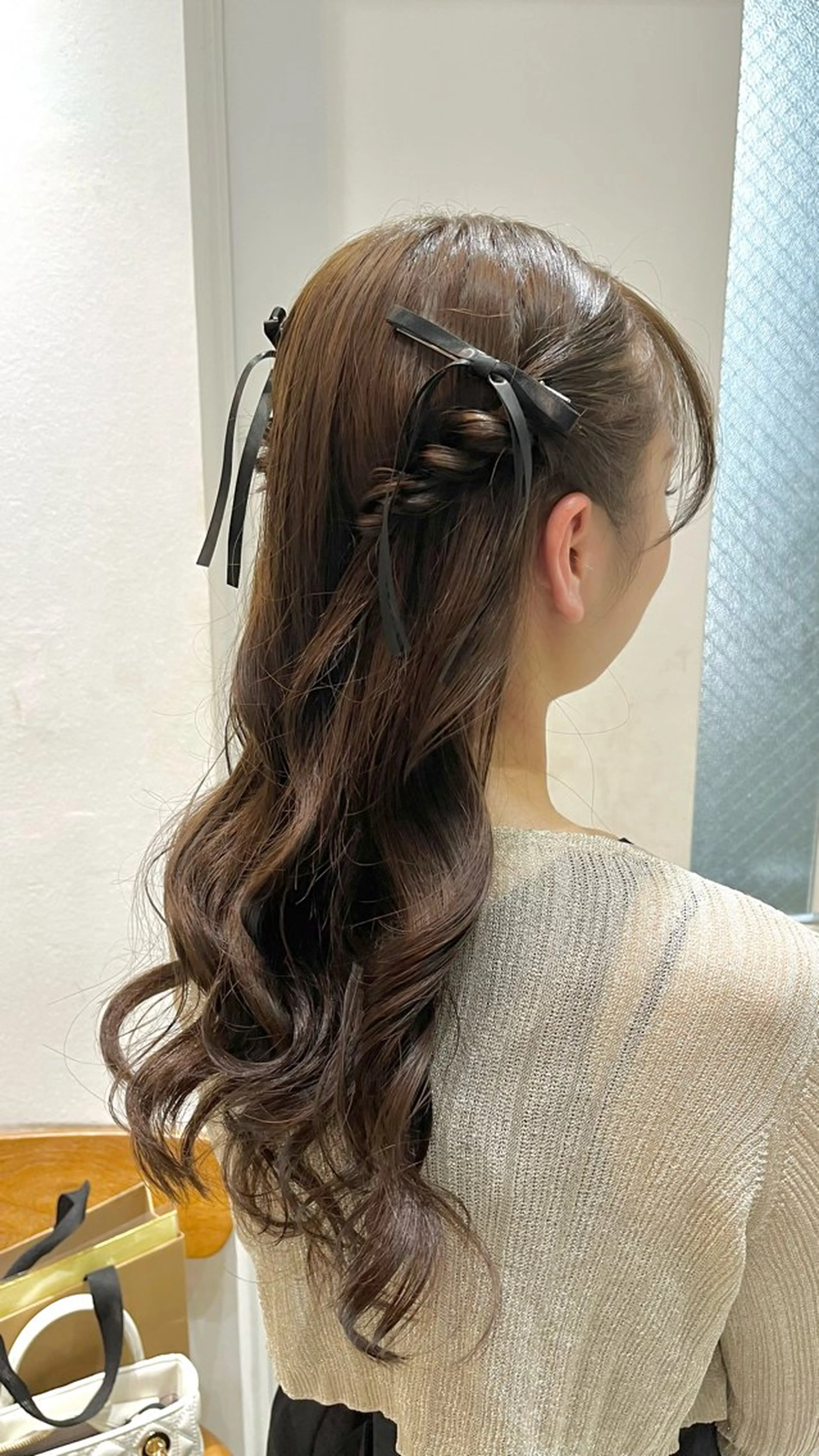 ロング ヘアアレンジ ハーフアップ ポニーテール 結婚式・ブライダル ヨシンモリ ヘアセット 🌈外国風ハイライト こうたろうのヘアスタイル
