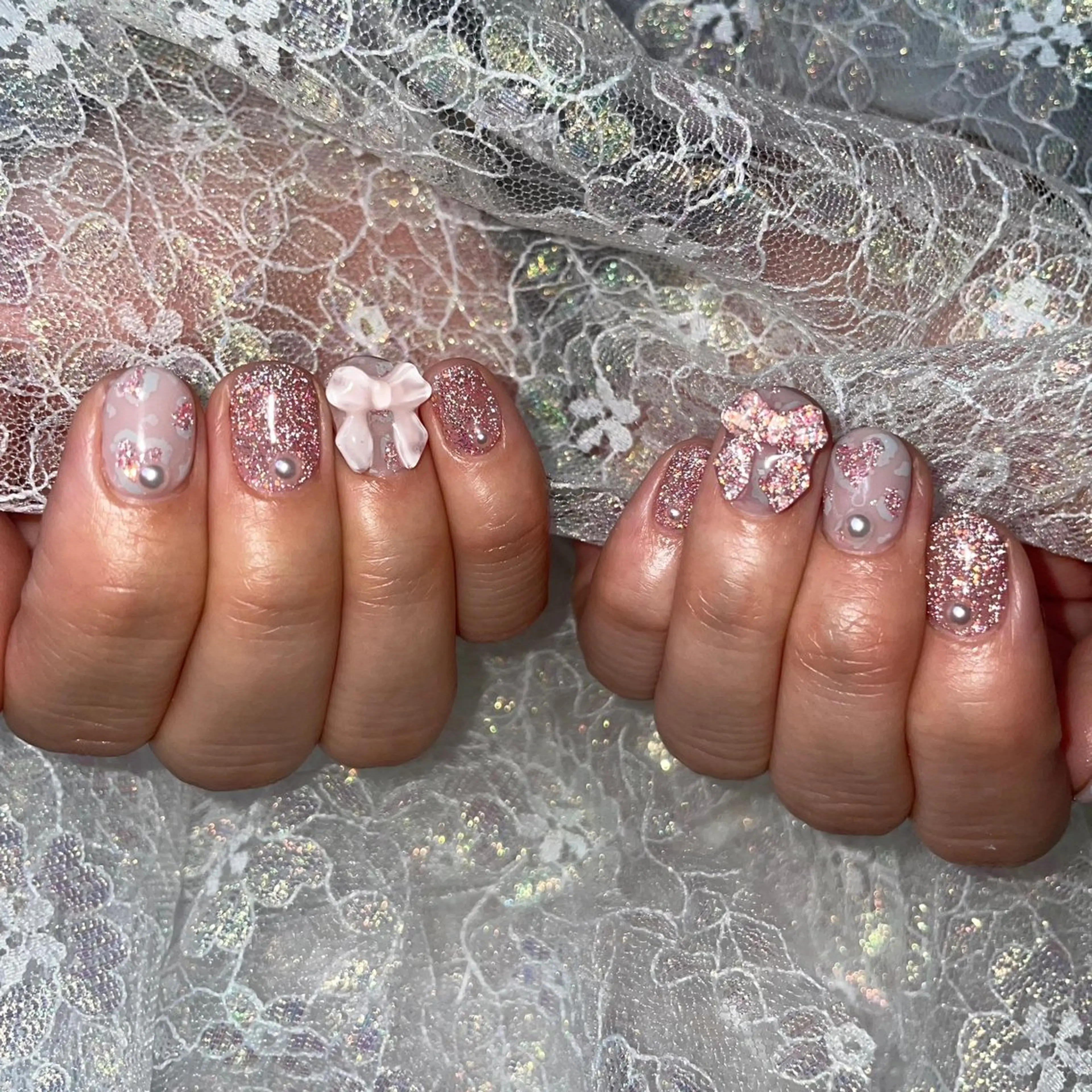 ネイル フラッシュネイル ピンク ハンドネイル KULIN Kanaのマツエク・マツパデザイン