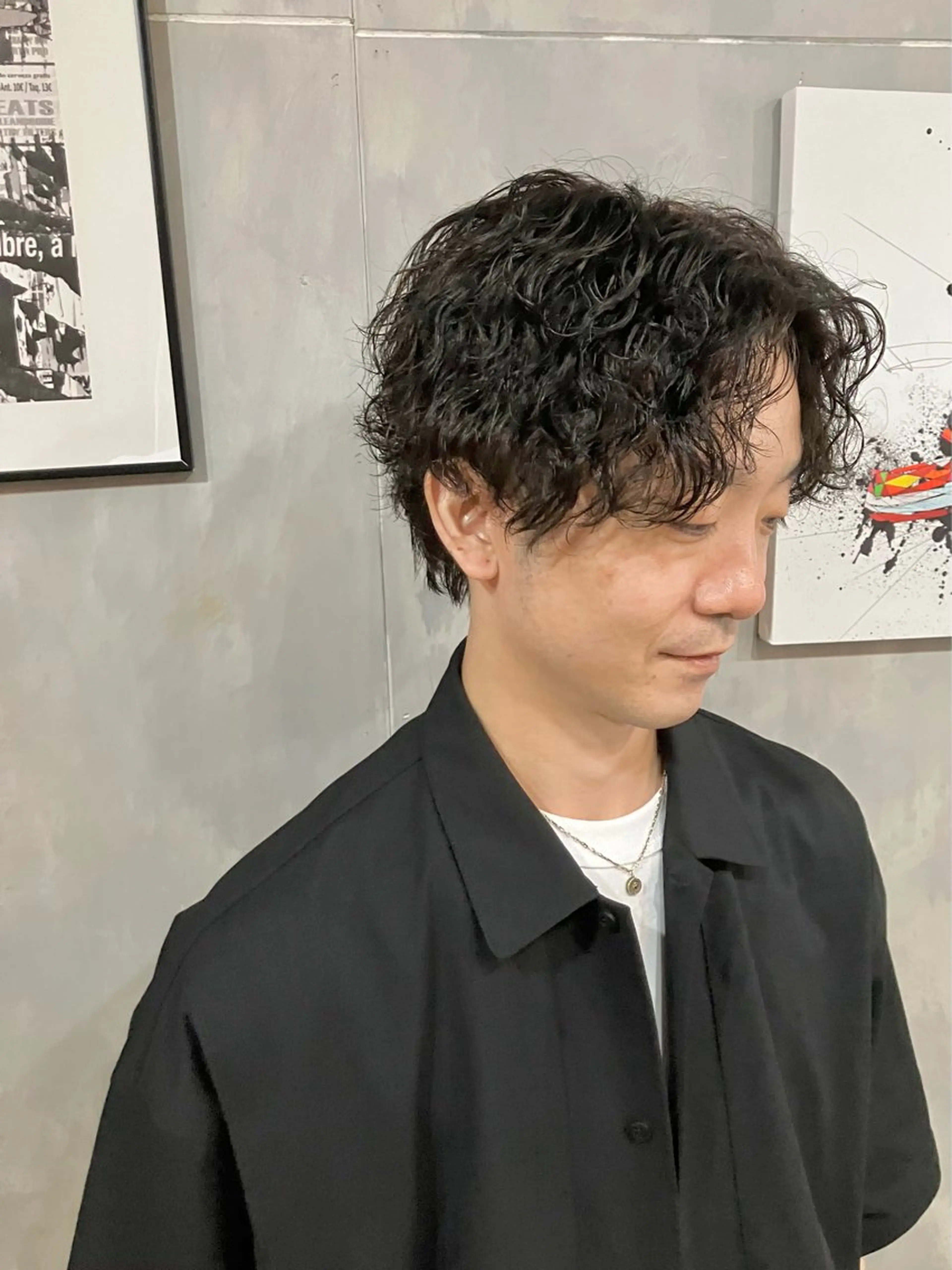 ショート パーマ メンズ 波巻きパーマ メンズウルフカット ウルフカット カット パーマ 🟦西荻窪メンズ特化 美容師🟦Yu-Jiのヘアスタイル