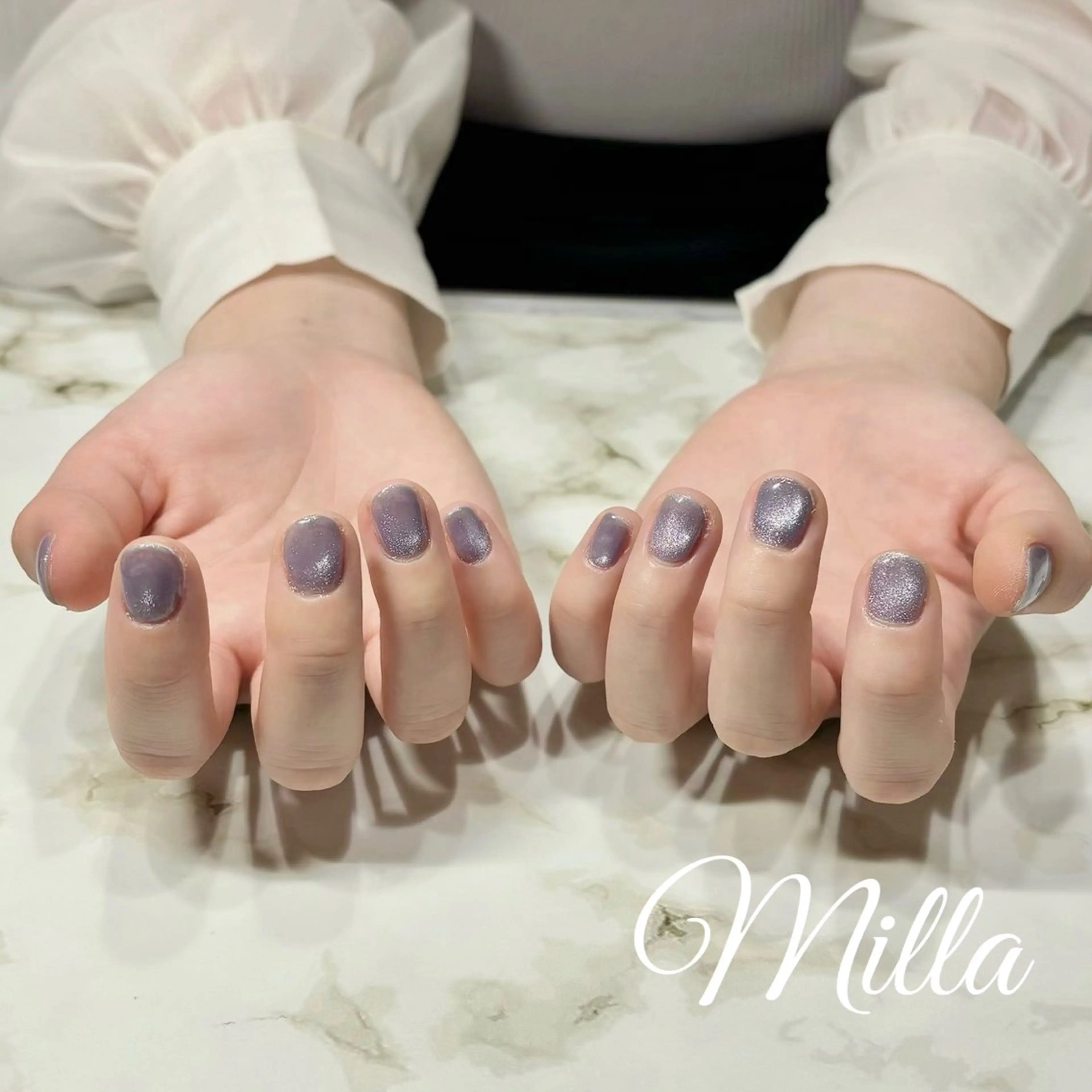 ネイル ブルー マグネットネイル Nail Salon Milla / ミラのネイルデザイン