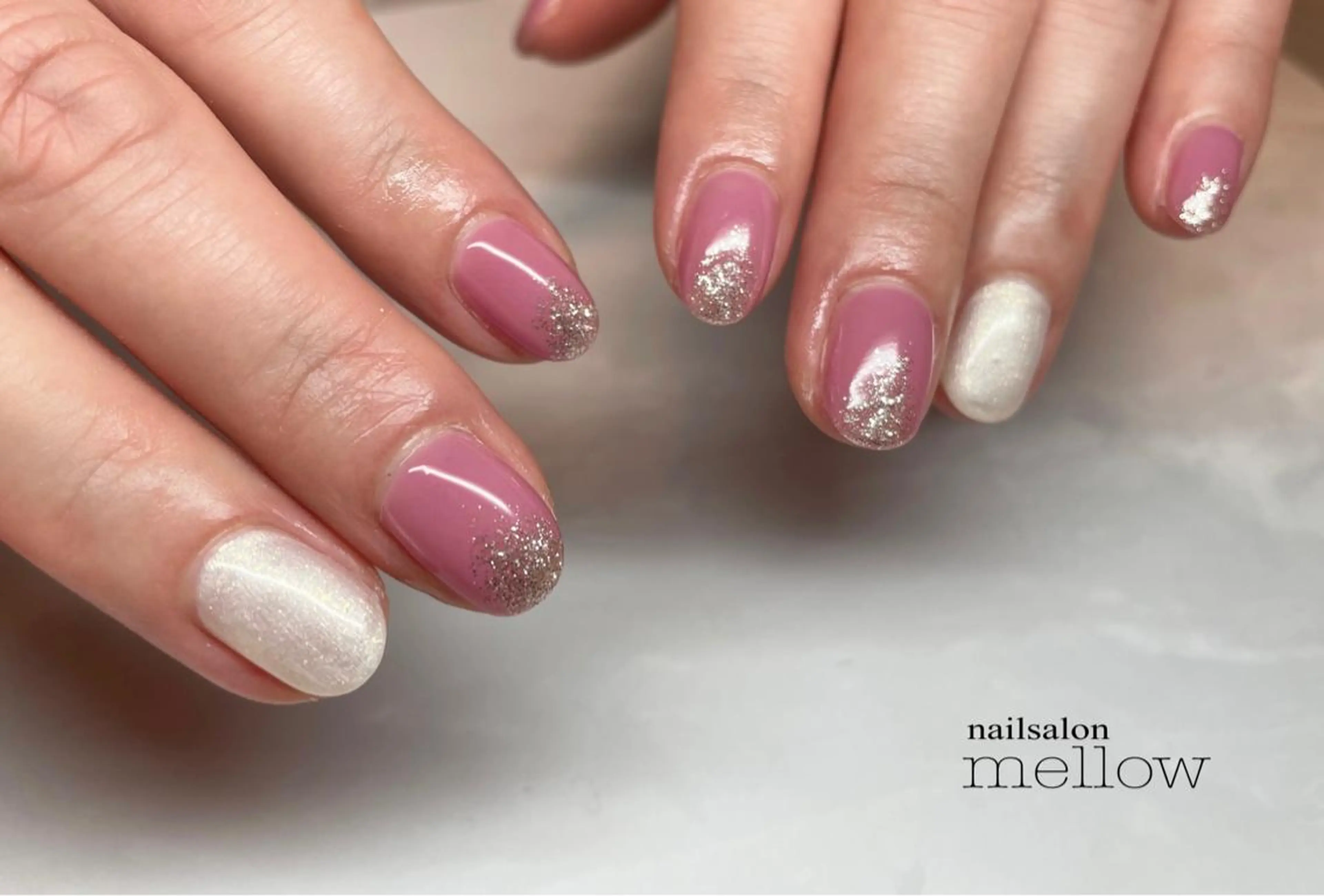 ネイル ラメ(グリッター) ピンク 大山 浩美のネイルデザイン